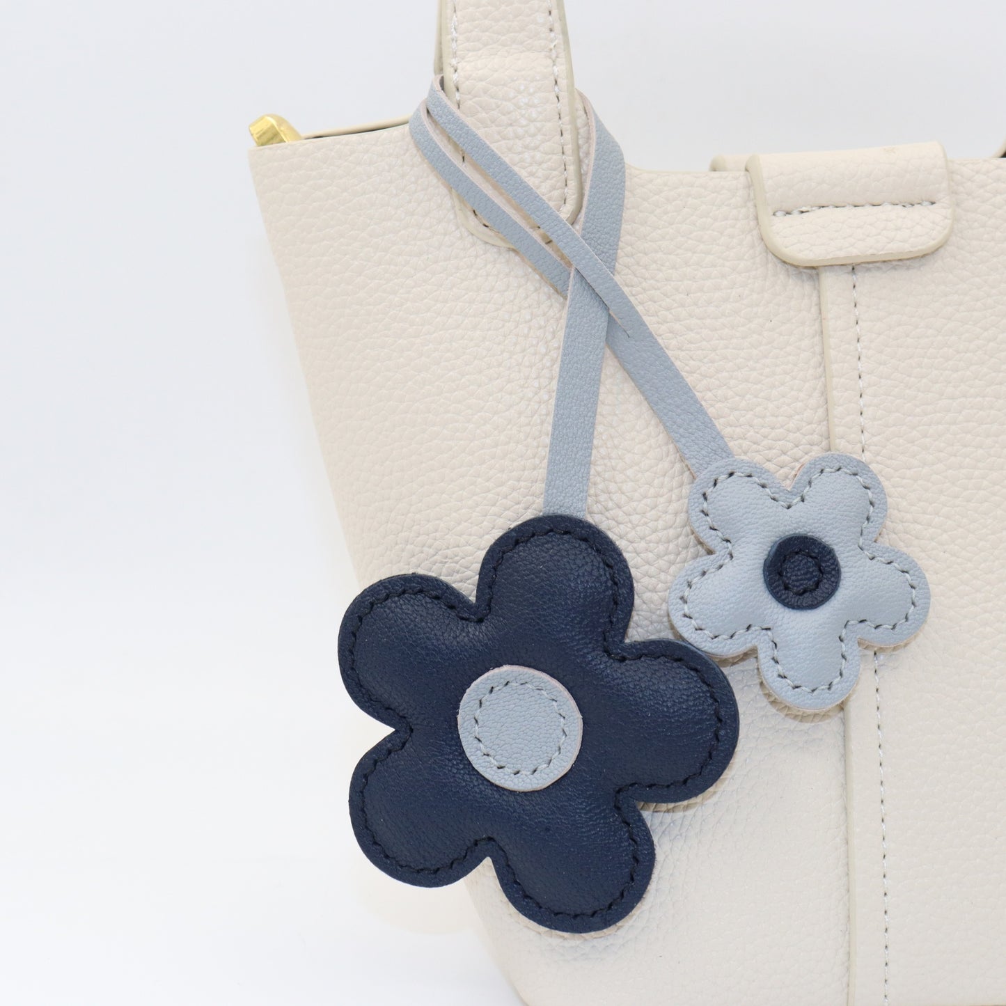 Leather Two-Color Design Flower Bag Charm