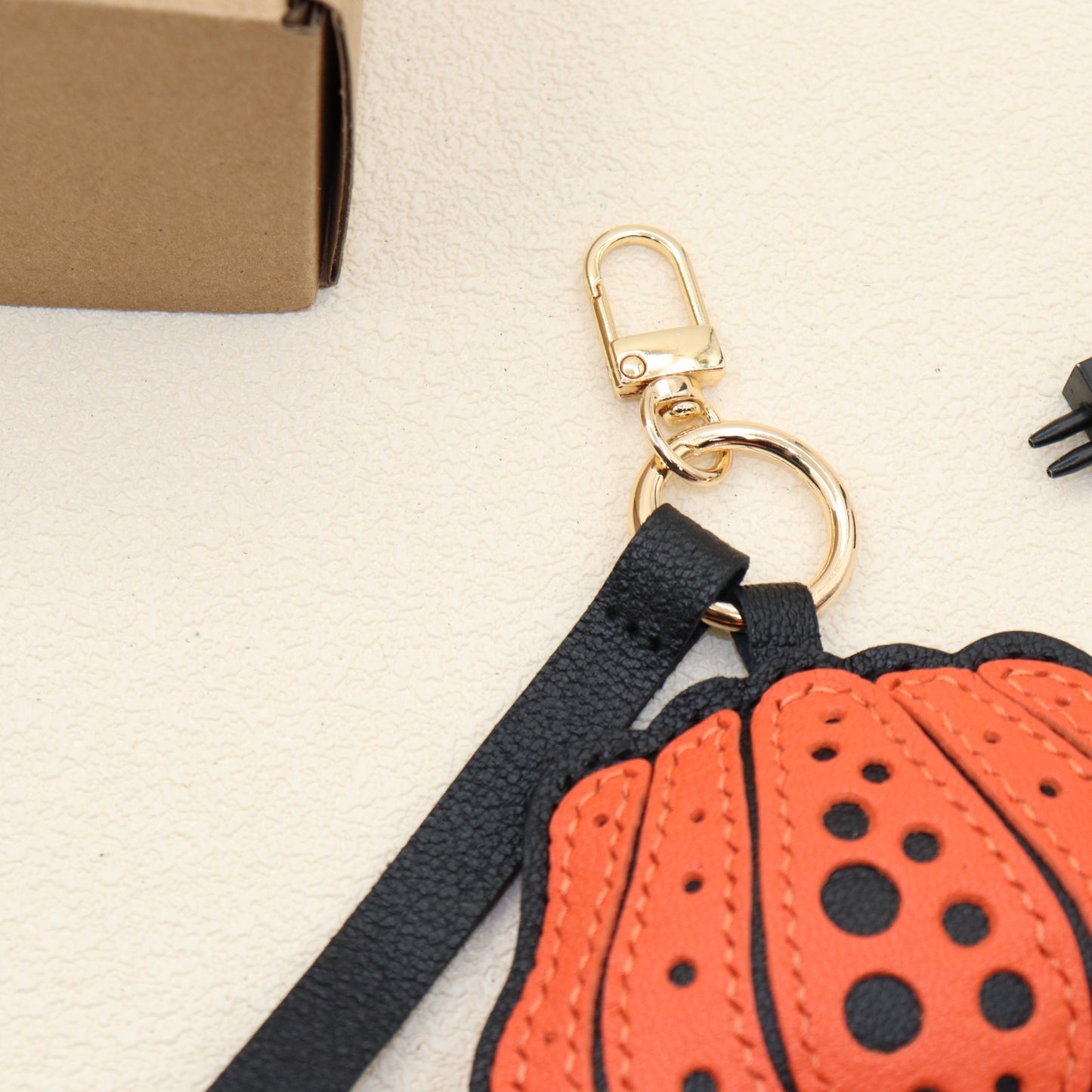 Leather Pumpkin Keychain