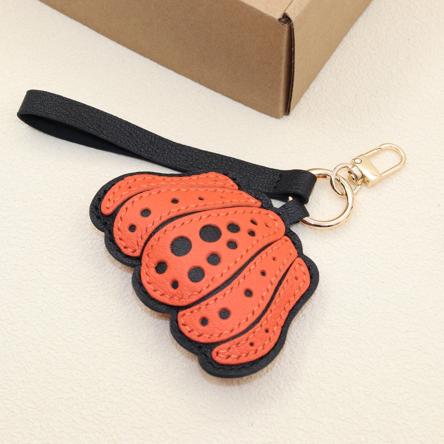 Leather Pumpkin Keychain