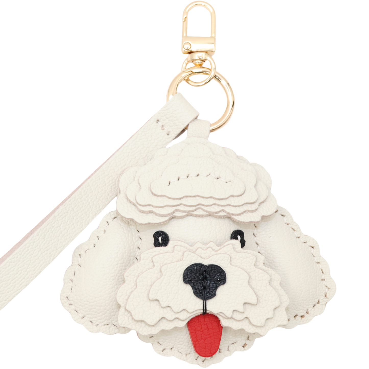 Leather Poodle Dog Bag Charm Keychain