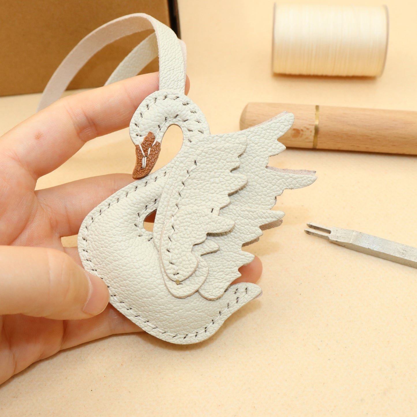 French Goat Leather Swan Bag Charm
