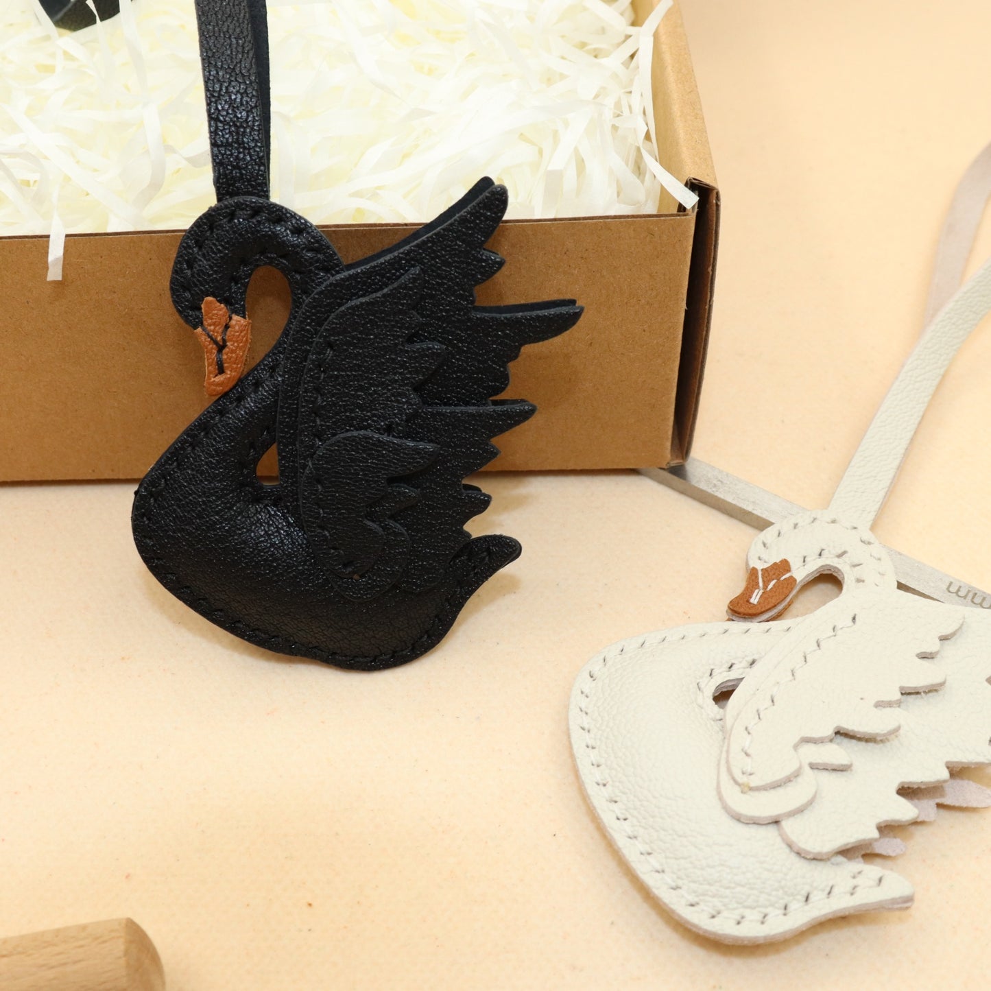 French Goat Leather Swan Bag Charm