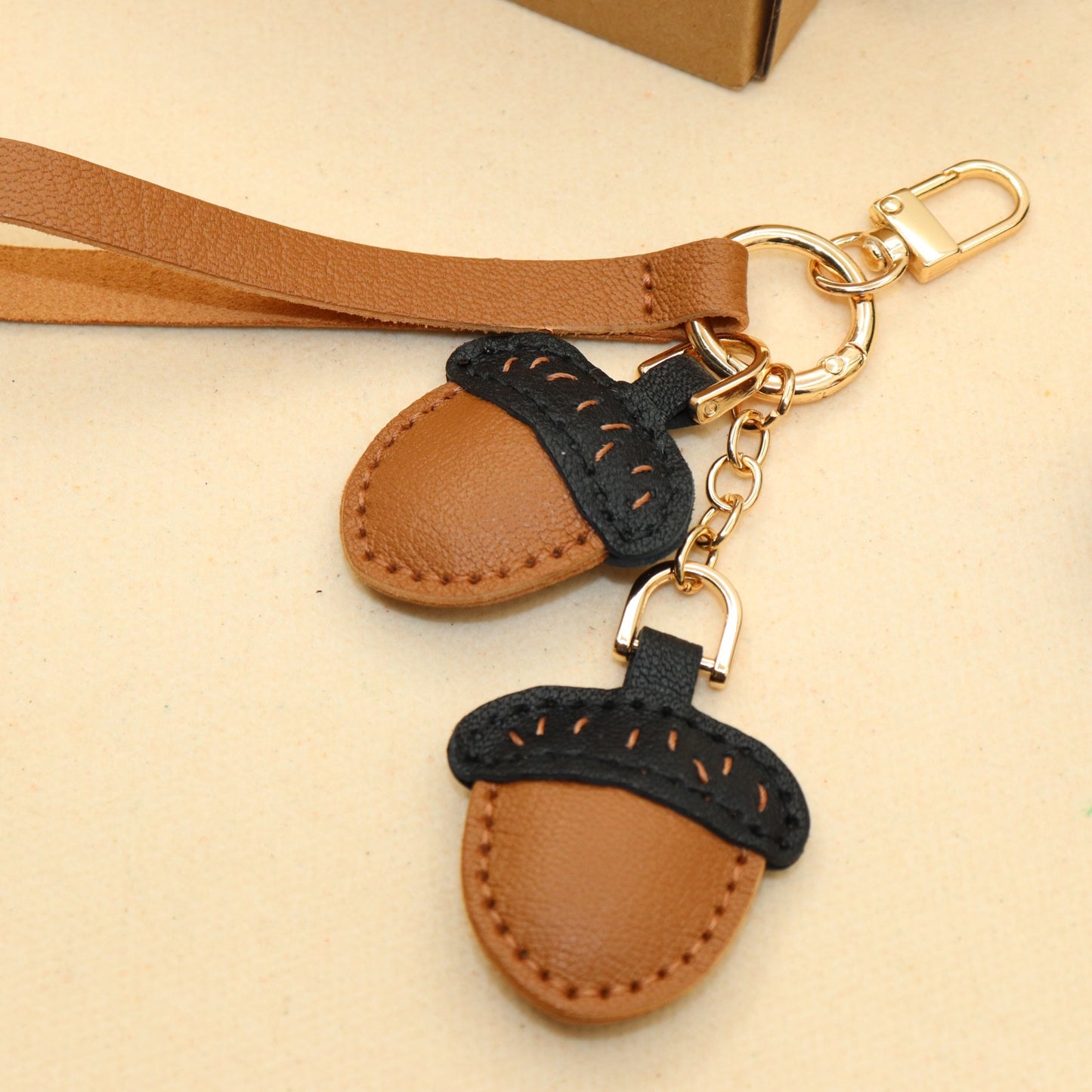 Leather Acorn Keychain