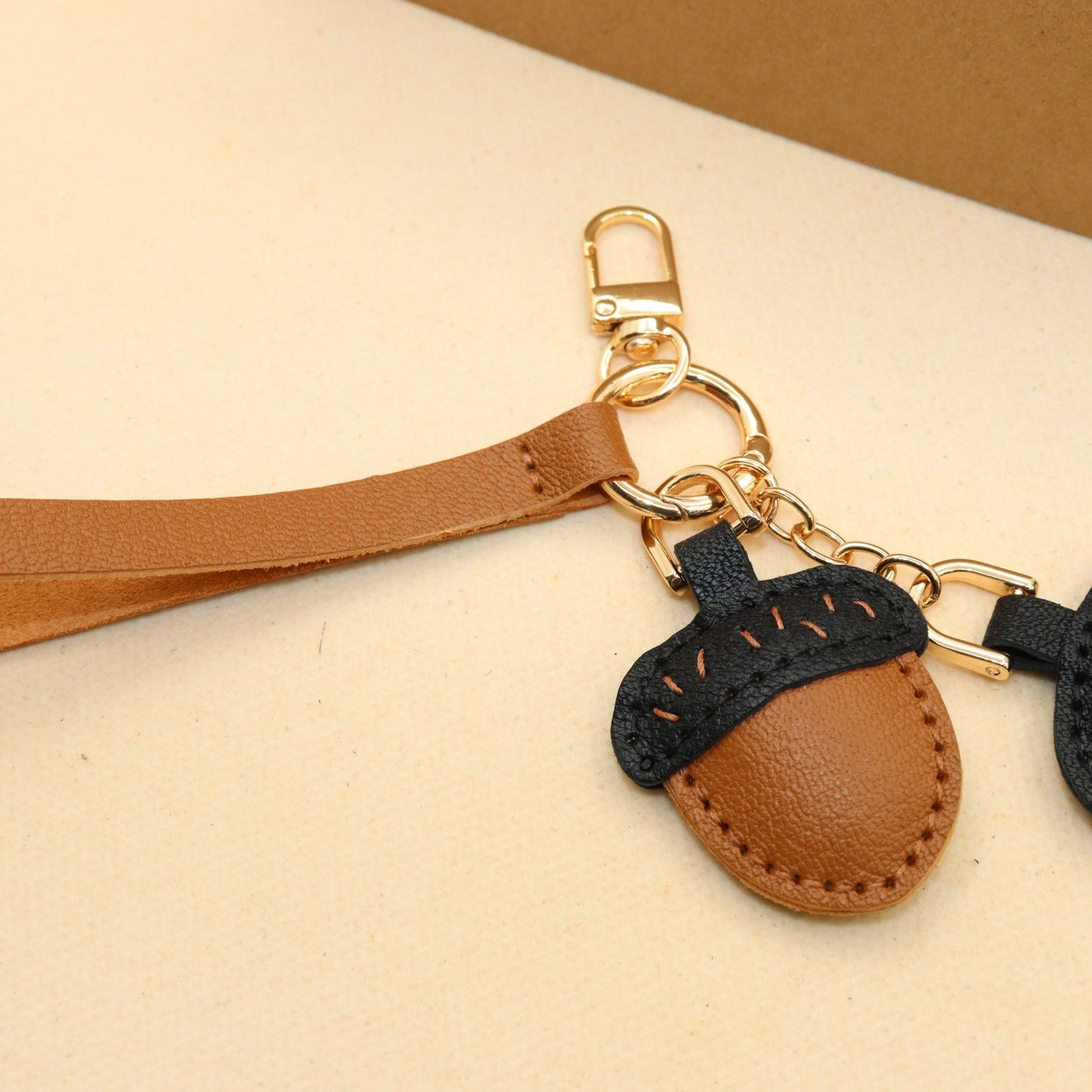 Leather Acorn Keychain
