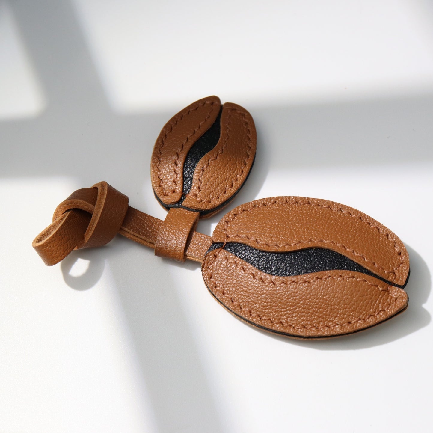 Leather Coffee Bean Bag Charm