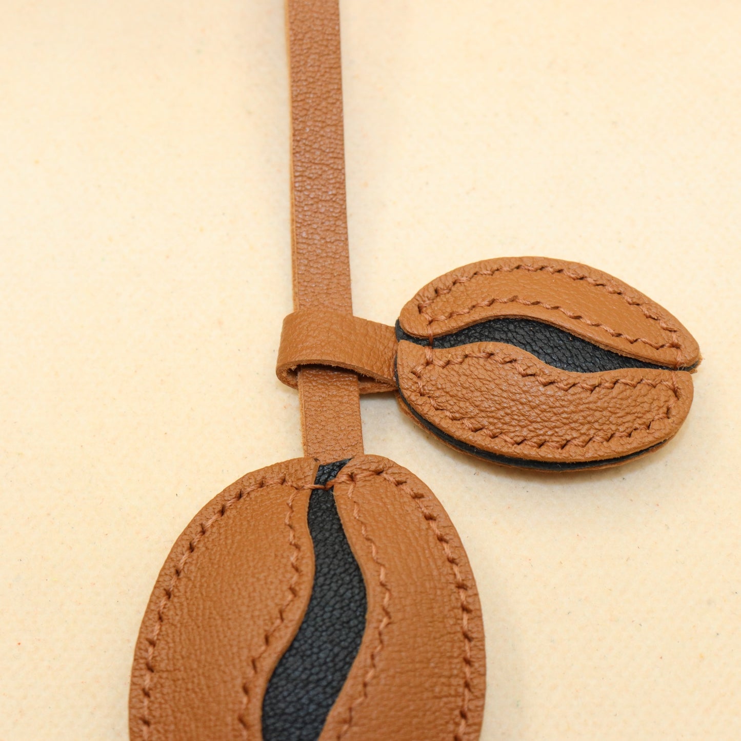 Leather Coffee Bean Bag Charm