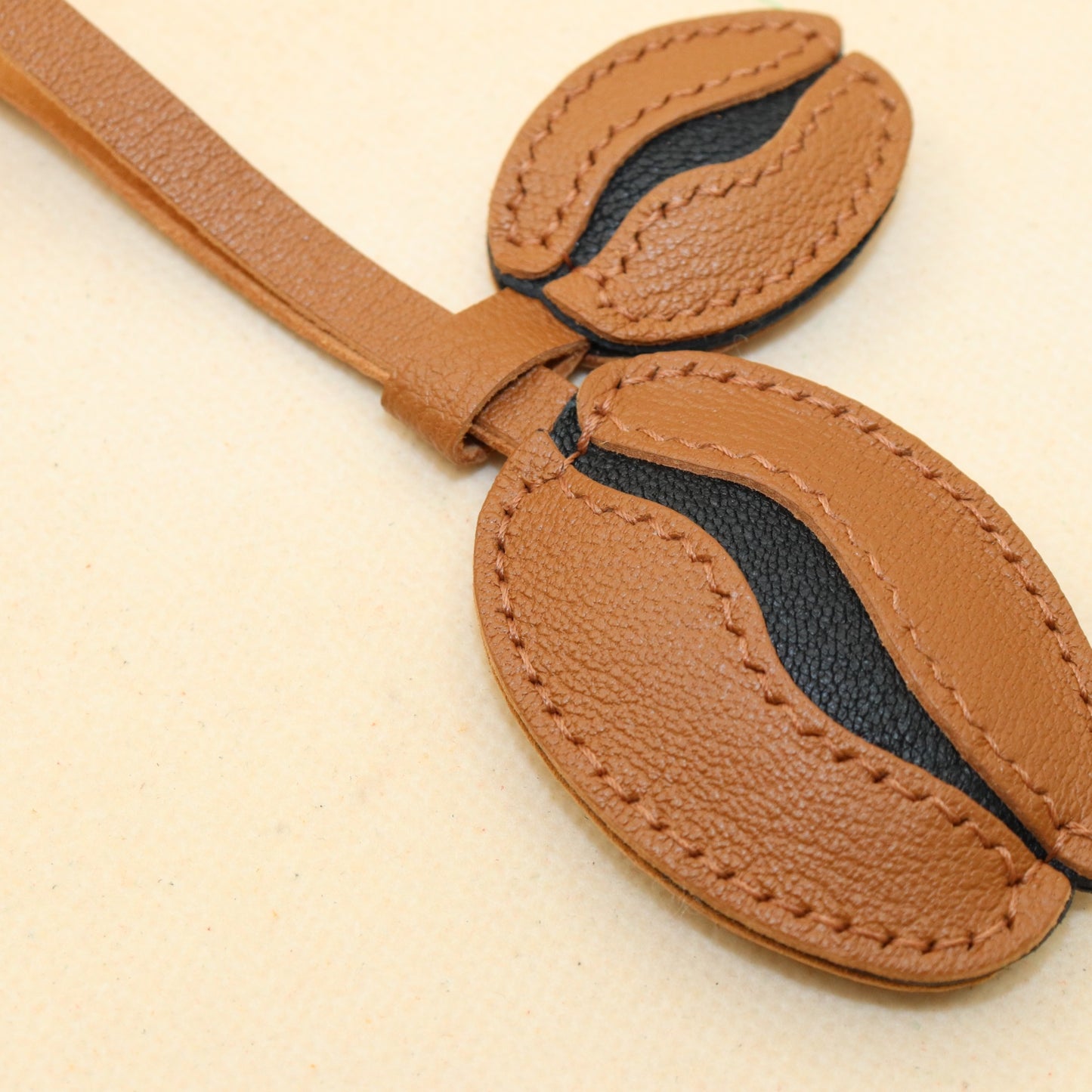Leather Coffee Bean Bag Charm