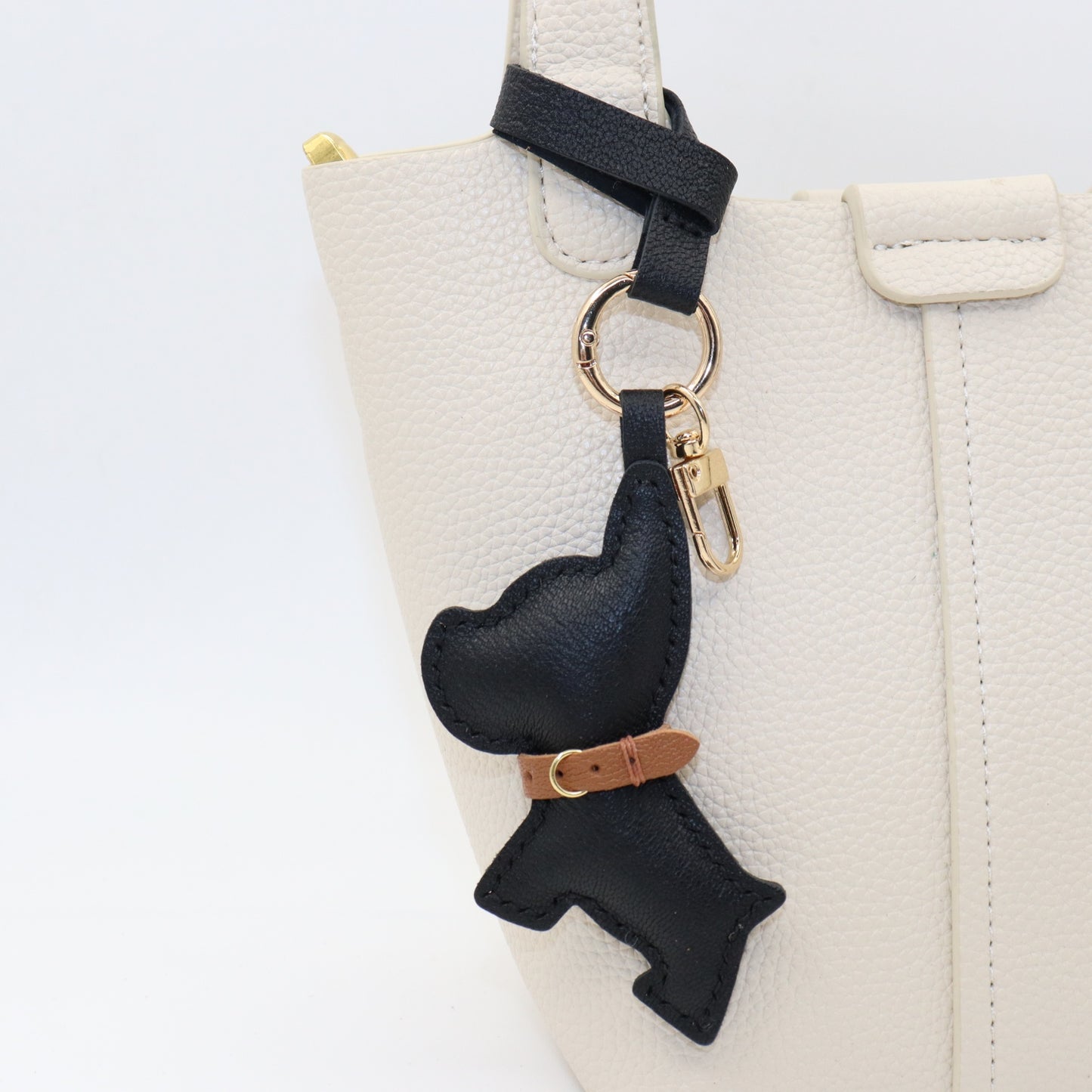 Leather Dog with Mini Belt Keychain