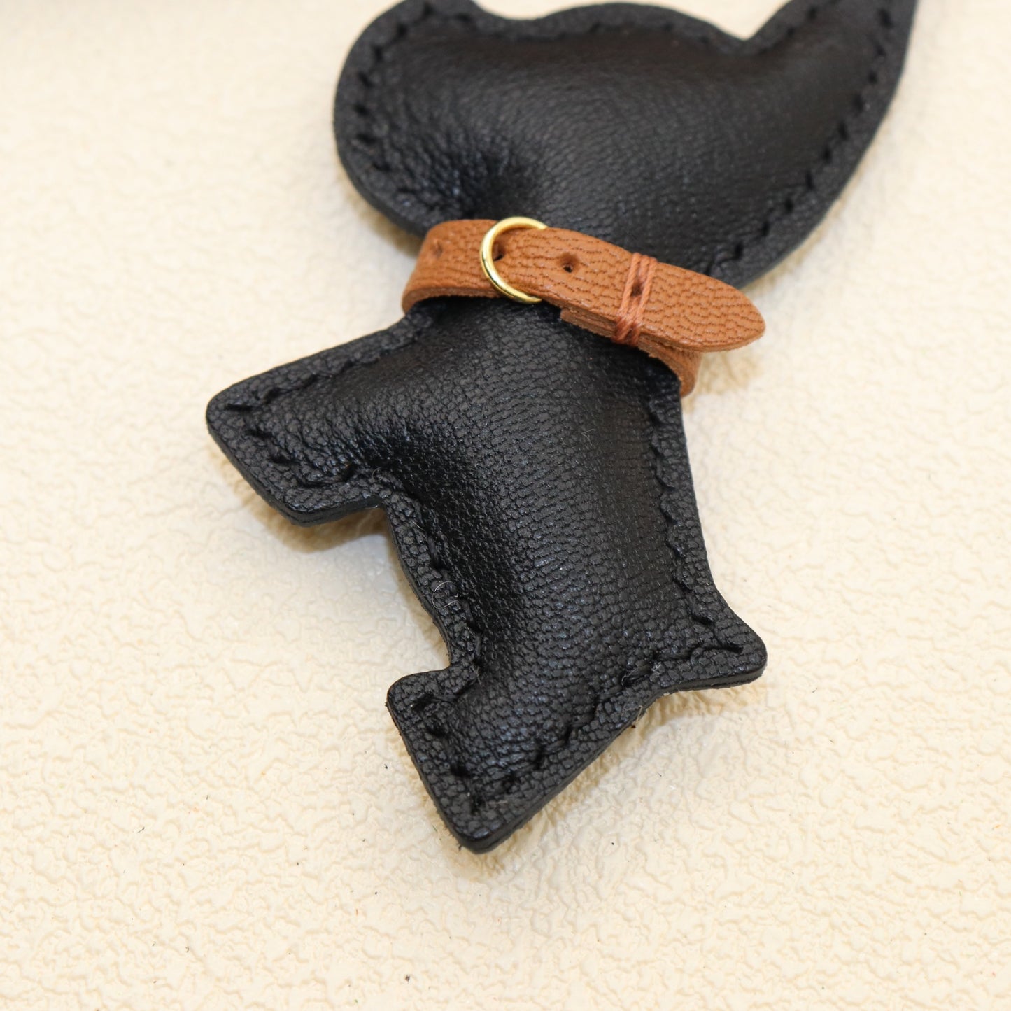 Leather Dog with Mini Belt Keychain
