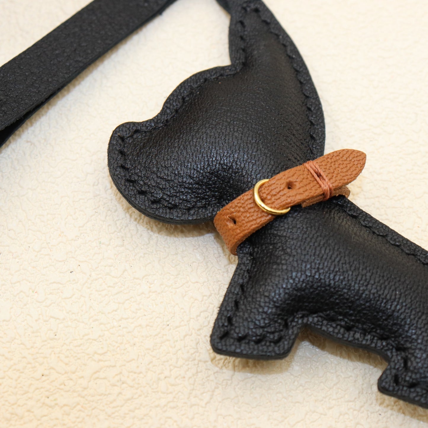 Leather Dog with Mini Belt Keychain