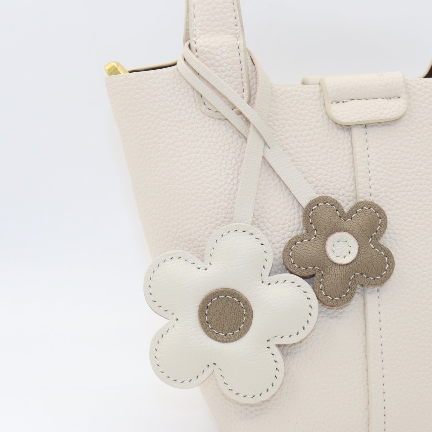 Leather Two-Color Design Flower Bag Charm