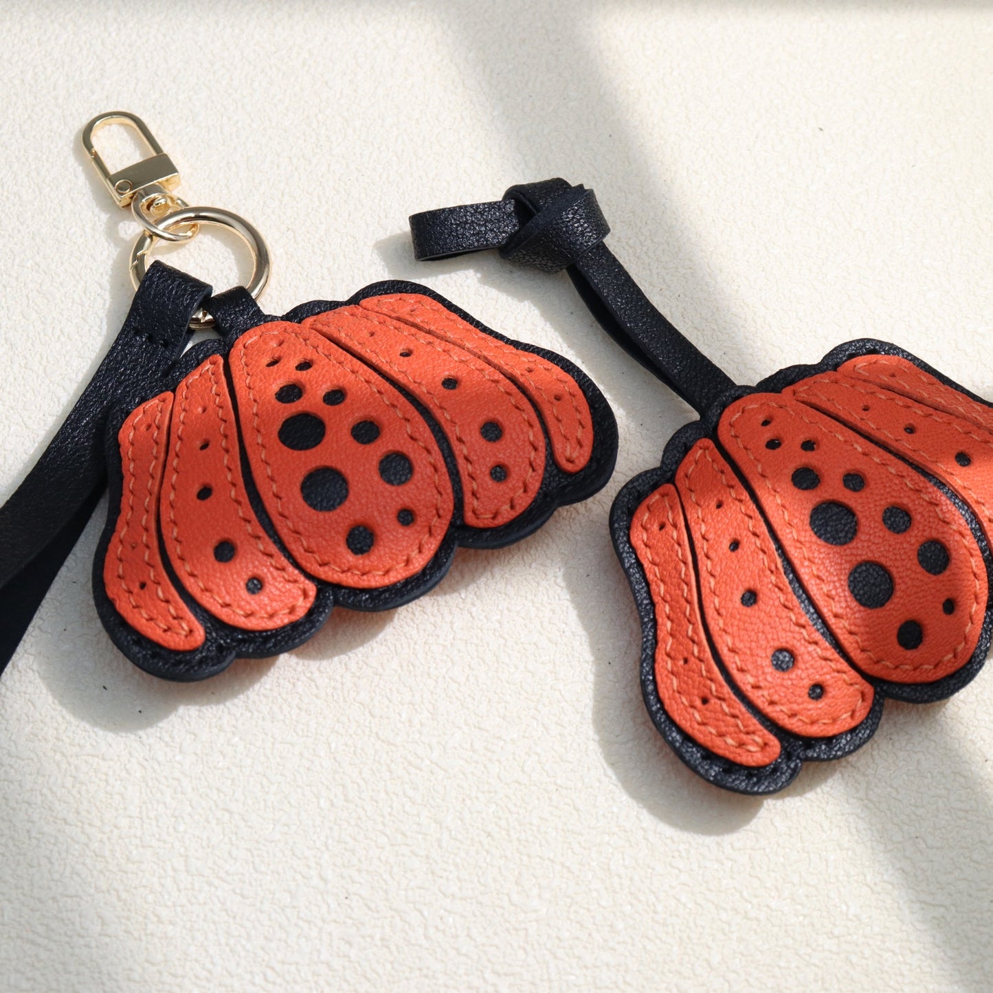 Leather Pumpkin Keychain