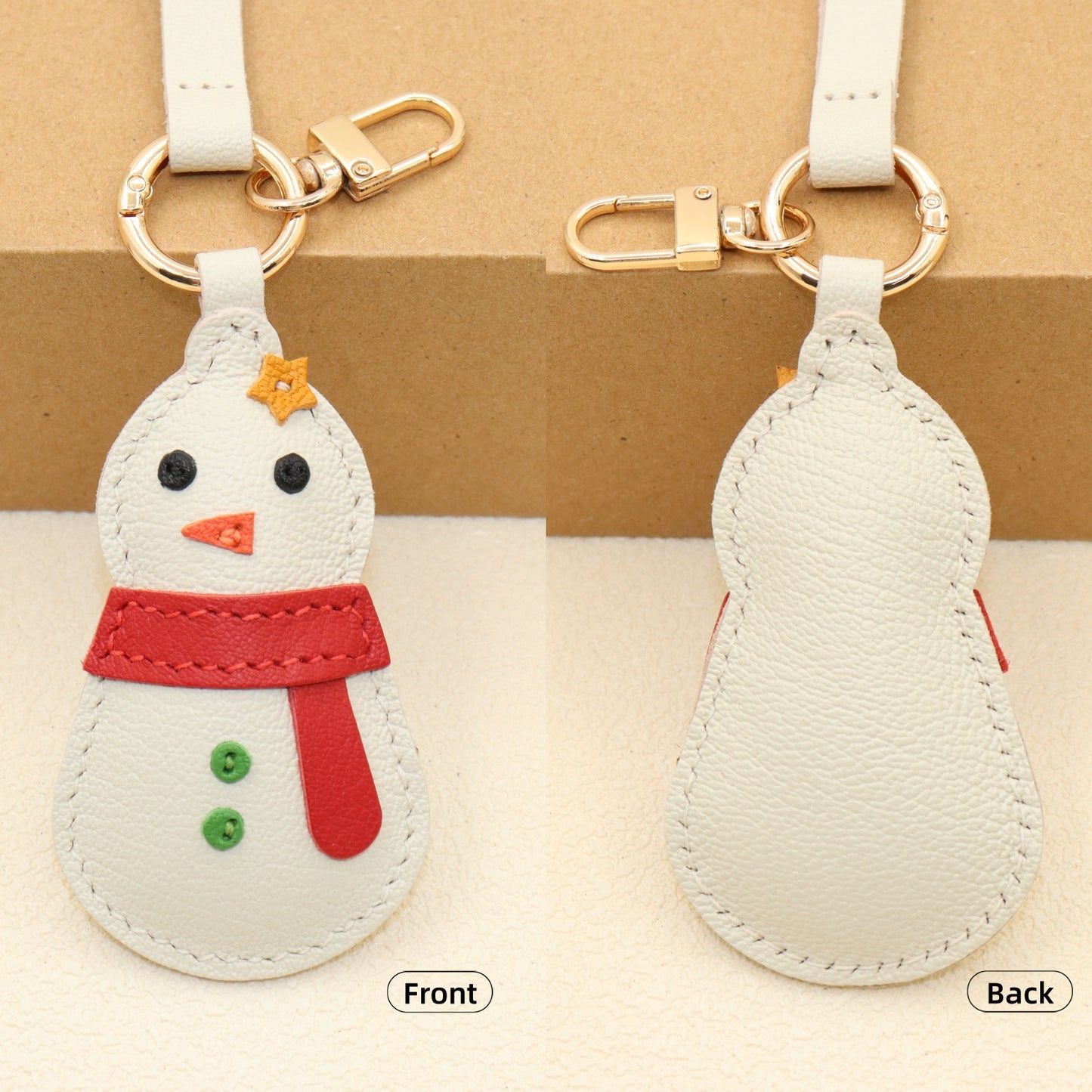 Leather Snowman Keychain