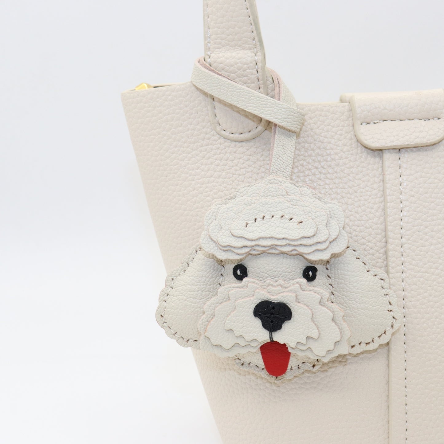 Leather Poodle Dog Bag Charm Keychain