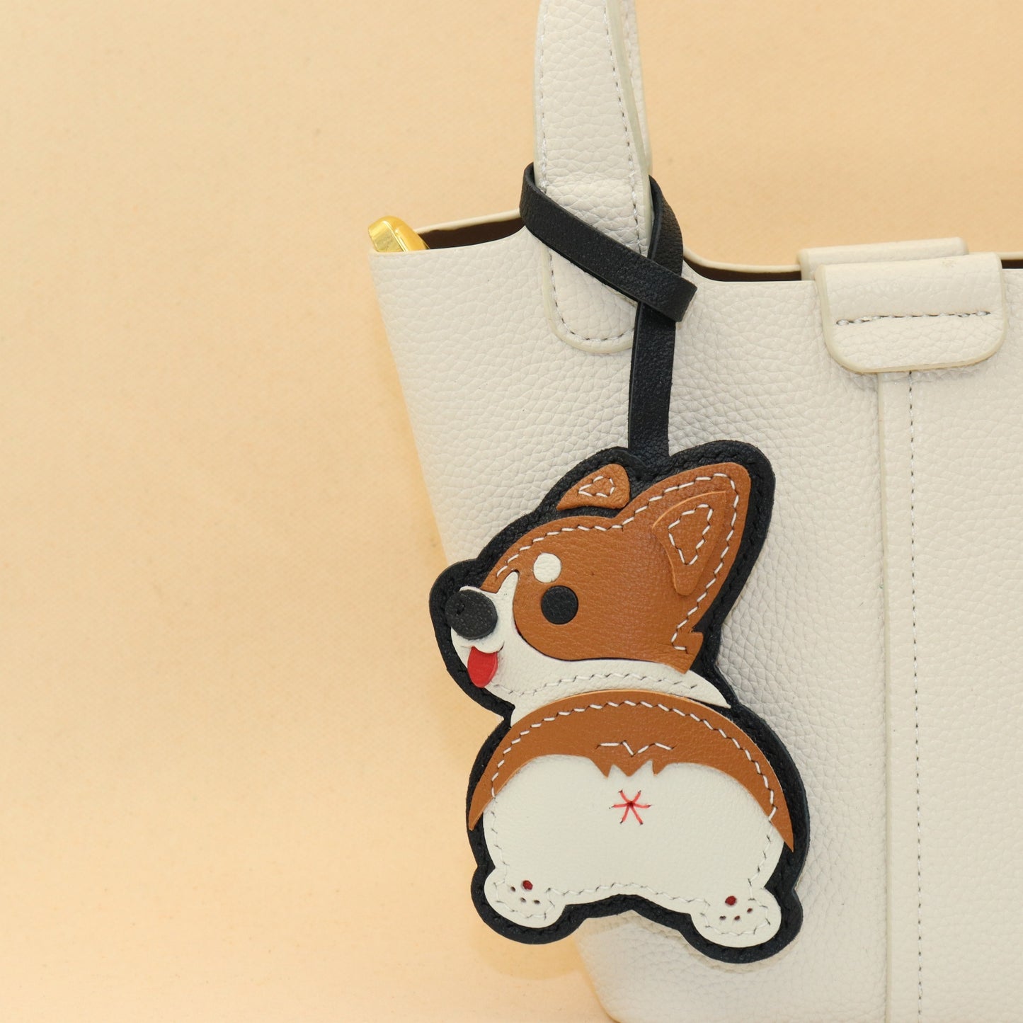 Leather Corgi Keychain Bag Charm