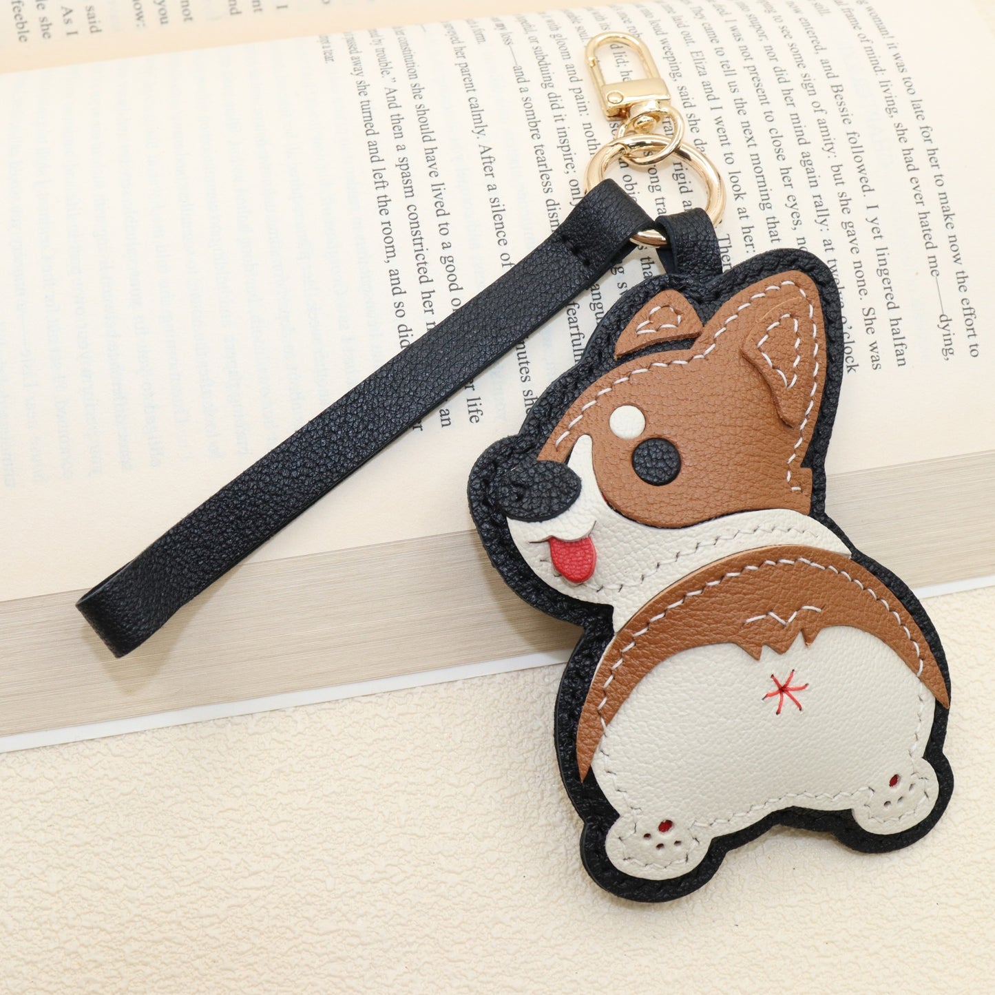 Leather Corgi Keychain Bag Charm