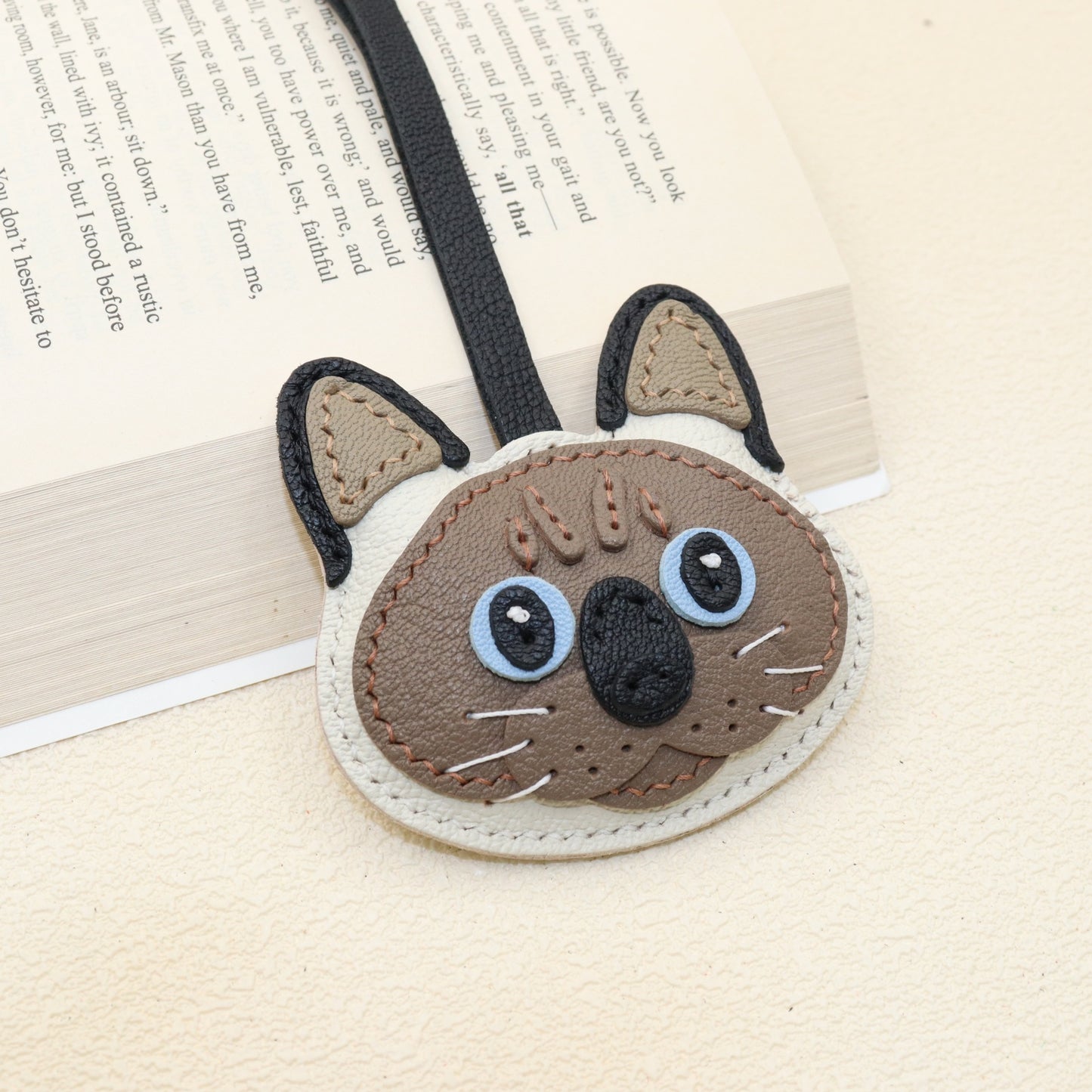 Leather Siamese Cat Bag Charm