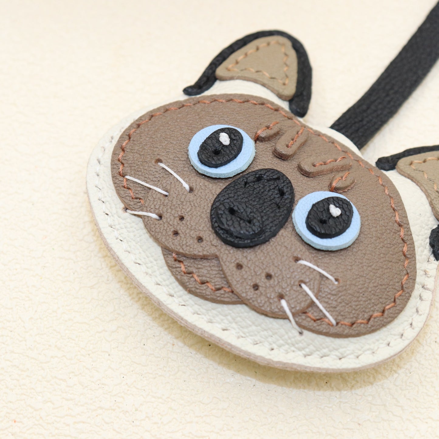 Leather Siamese Cat Bag Charm