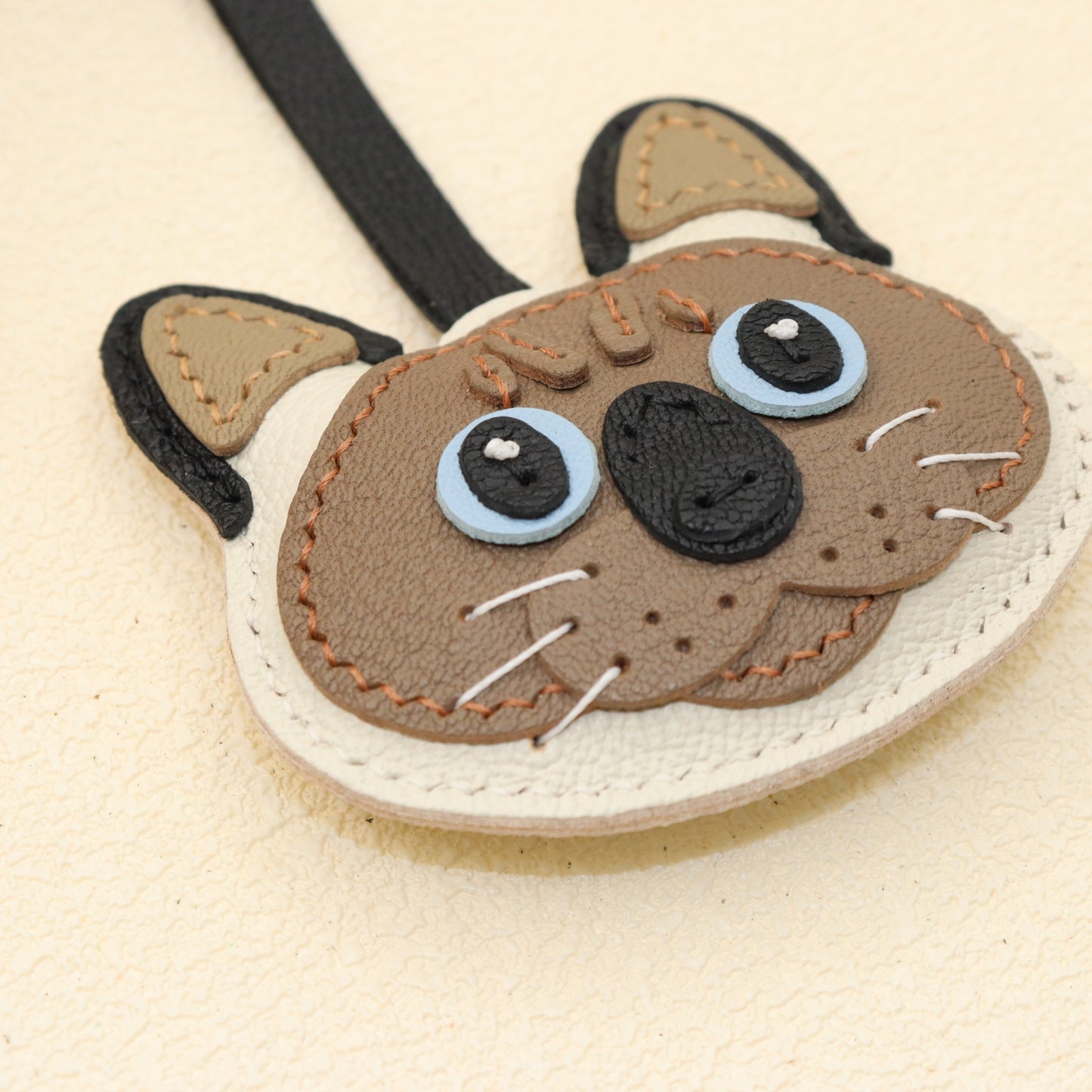Leather Siamese Cat Bag Charm
