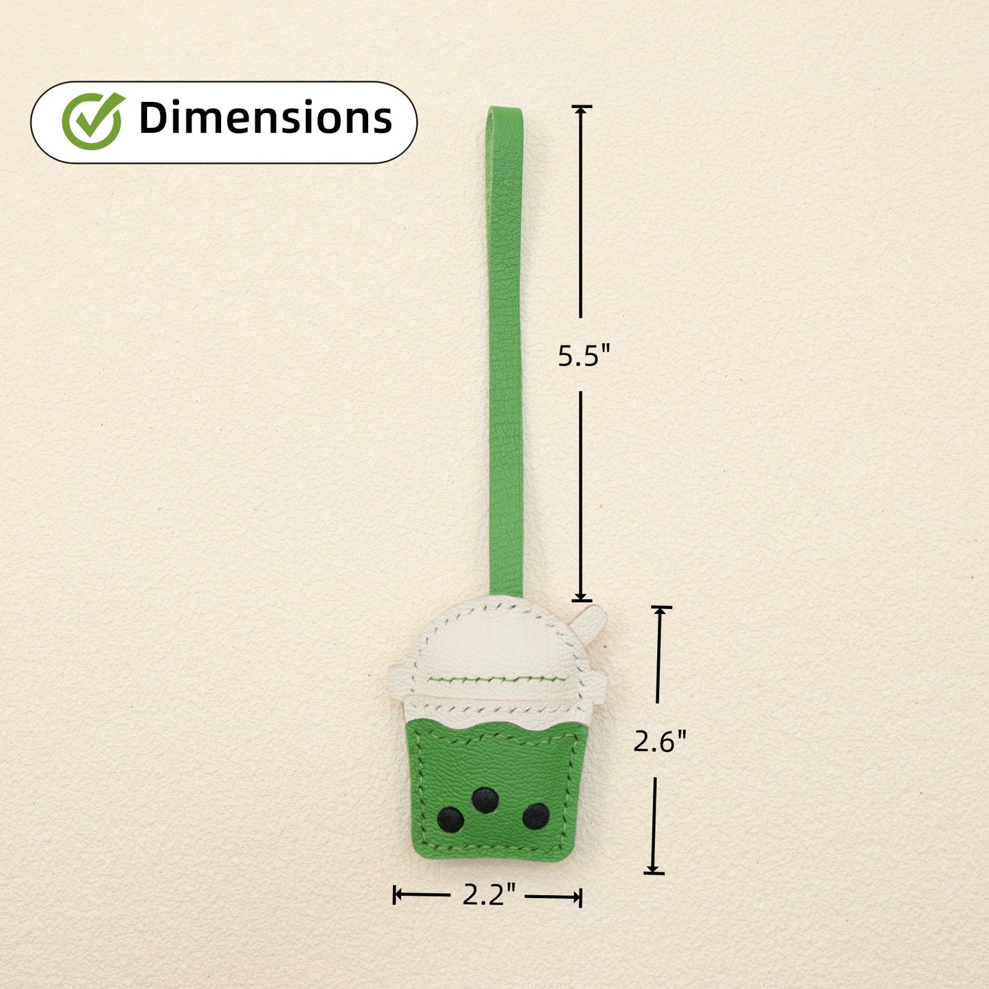 Leather Boba Tea Cup Charm