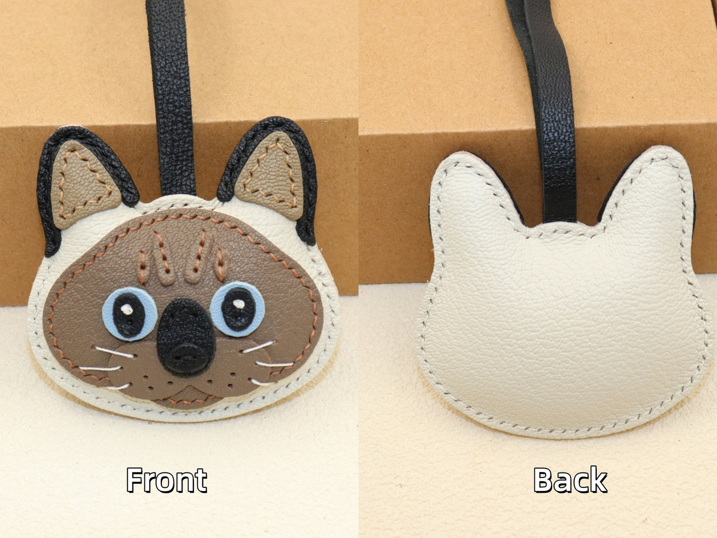 Leather Siamese Cat Bag Charm