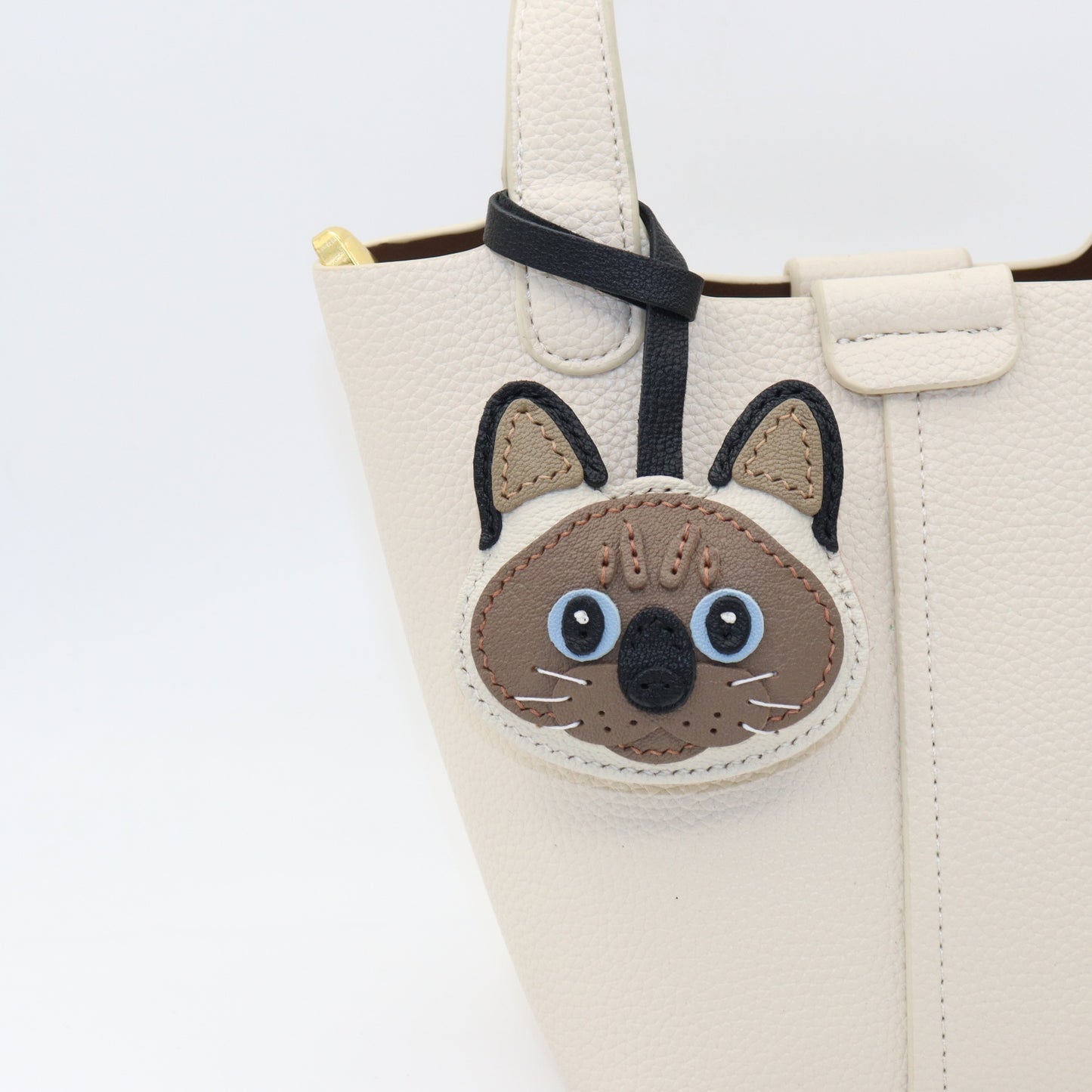 Leather Siamese Cat Bag Charm