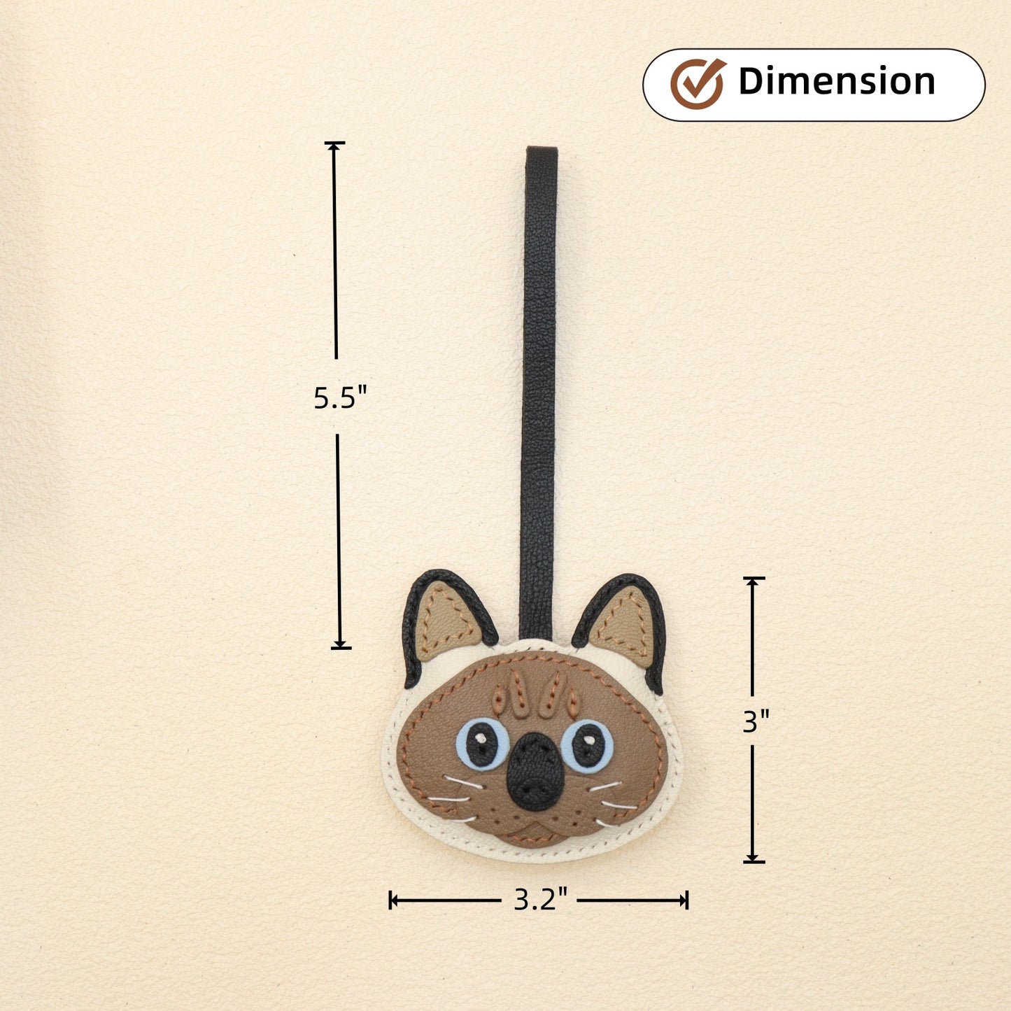 Leather Siamese Cat Bag Charm