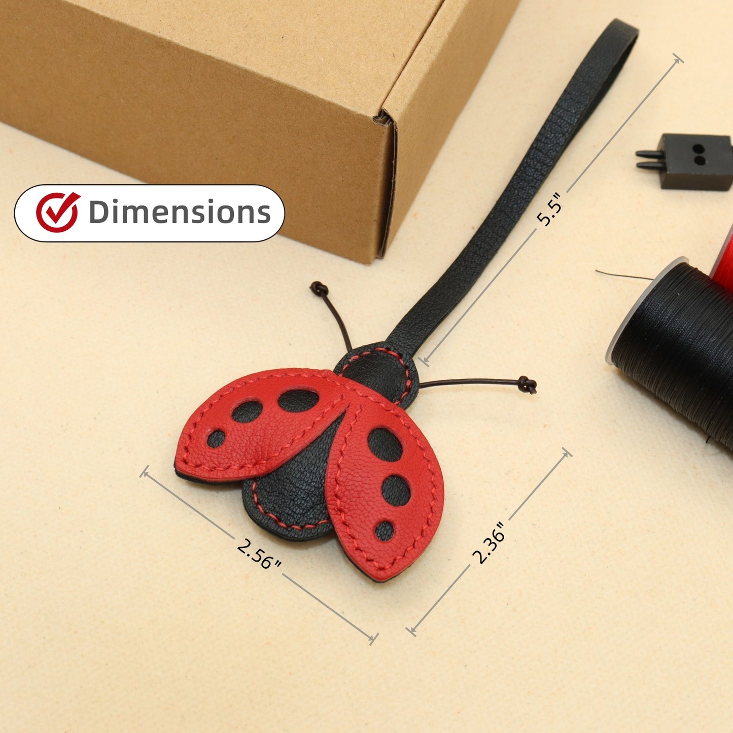 French Goat Leather Ladybug Keychain & Bag Charm