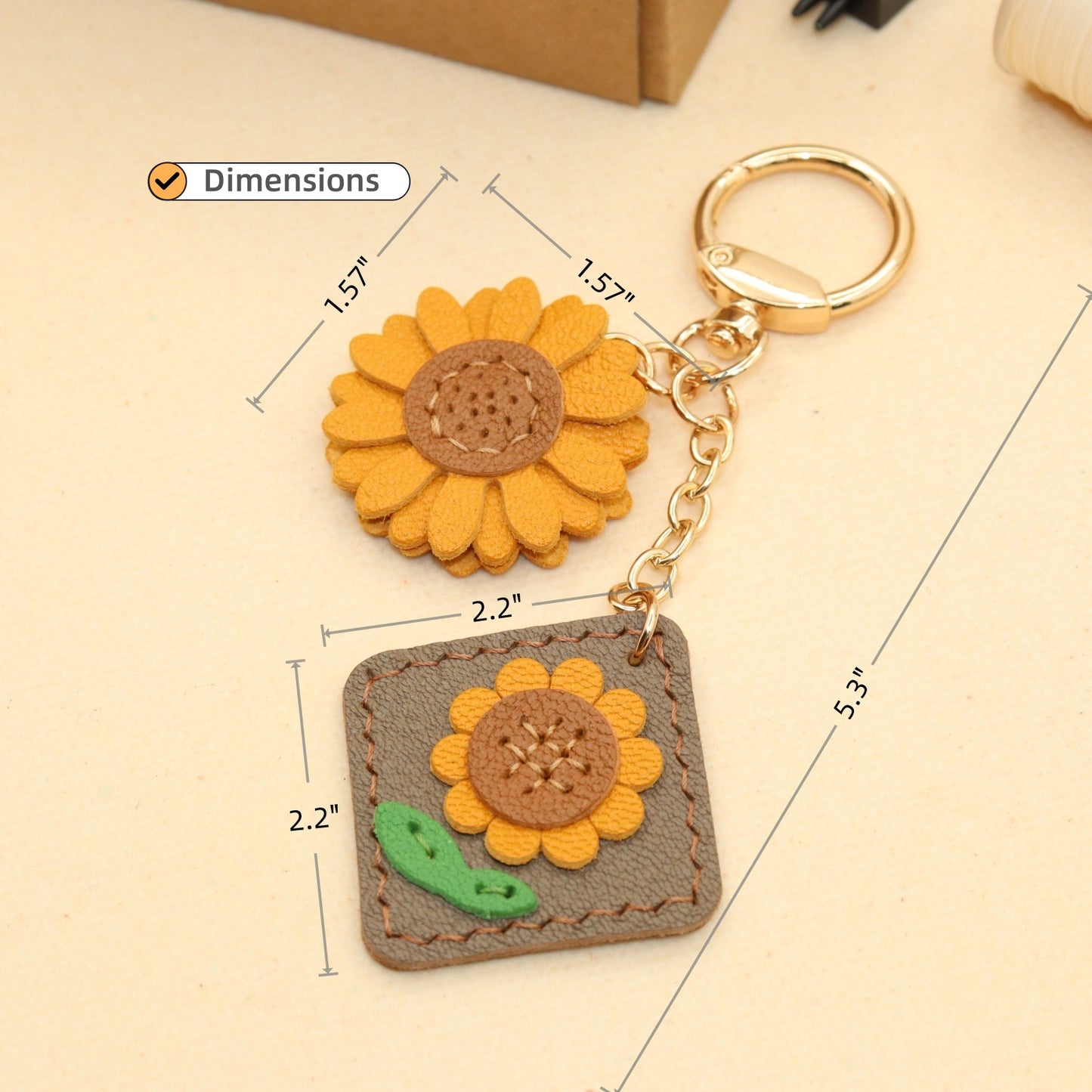 Leather Double Flower Keychain