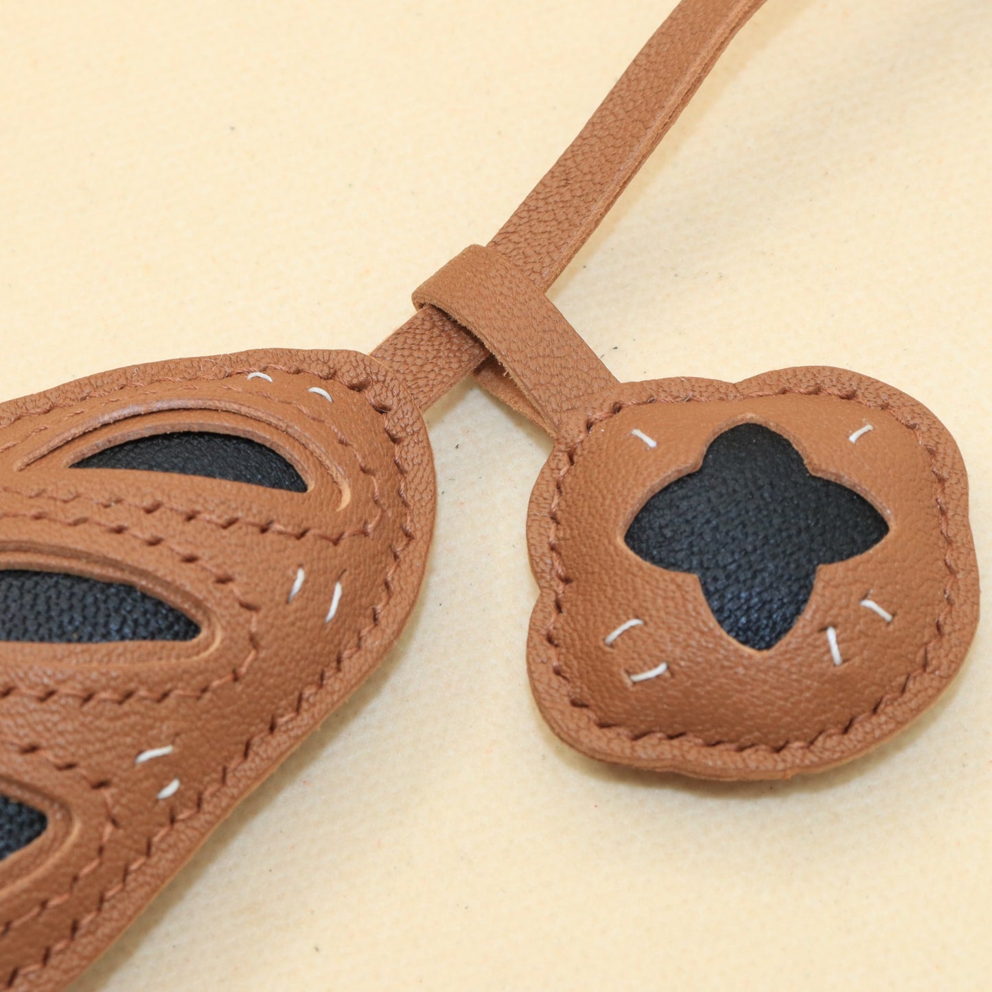 Handmade Leather Bread Charm for Handbag, French Baguette Bread Keychain
