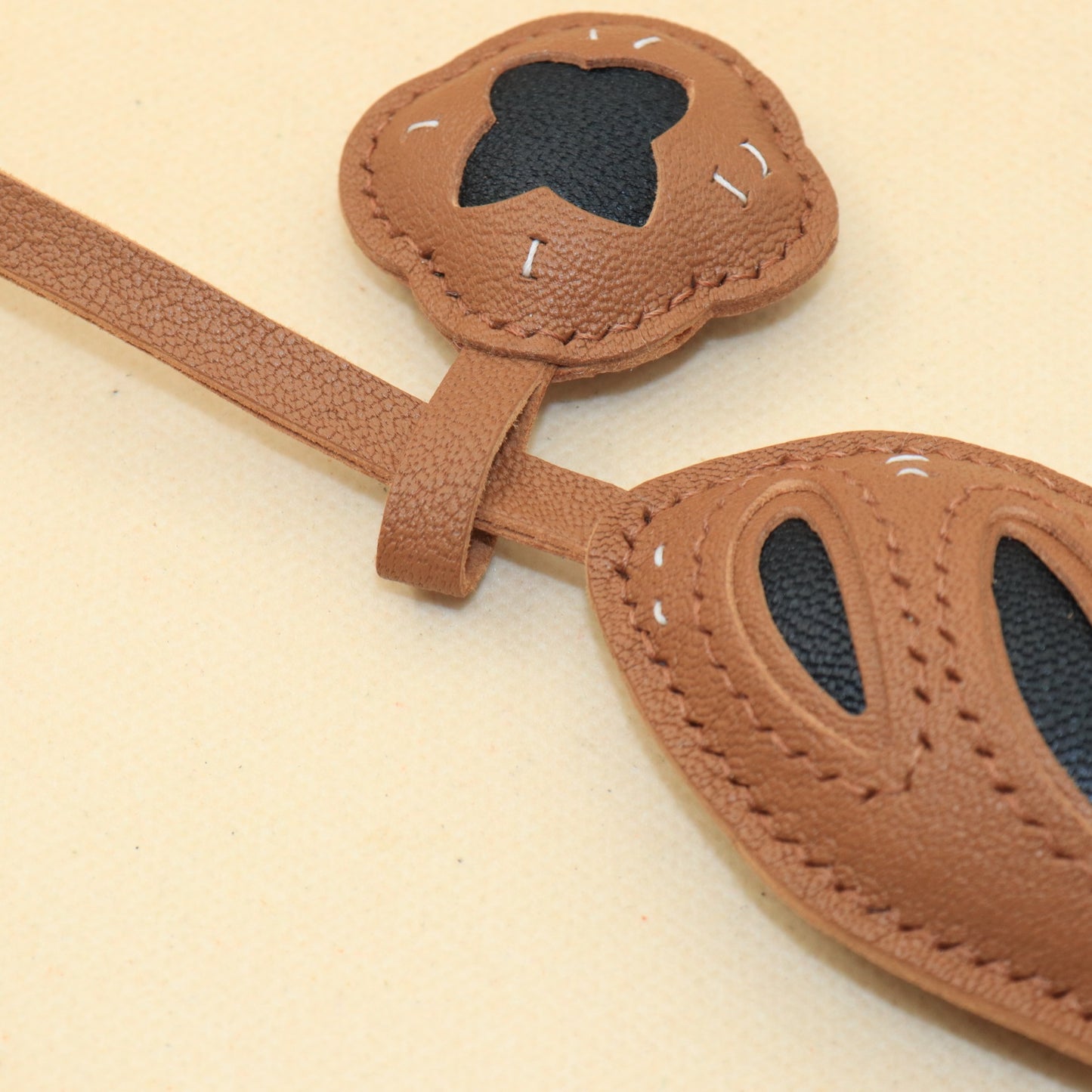 Handmade Leather Bread Charm for Handbag, French Baguette Bread Keychain