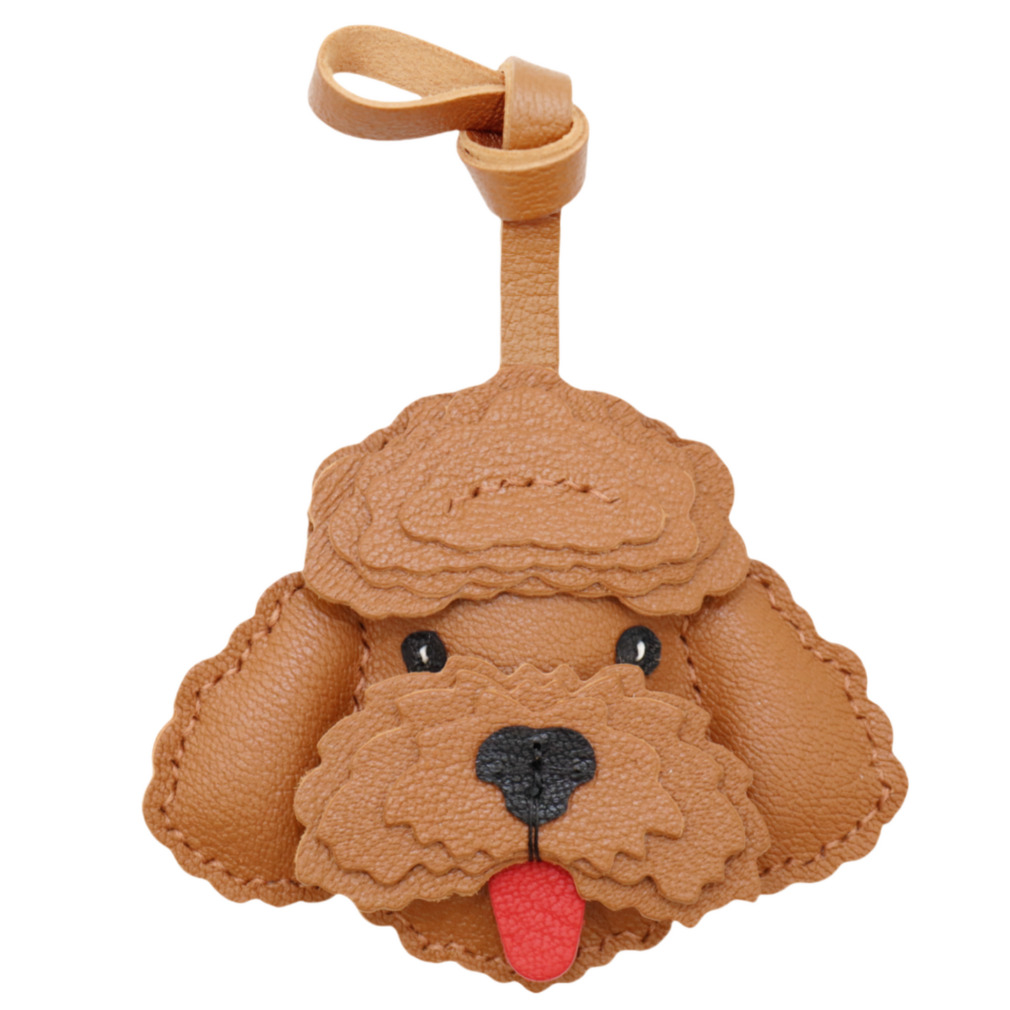 Leather Poodle Dog Bag Charm Keychain
