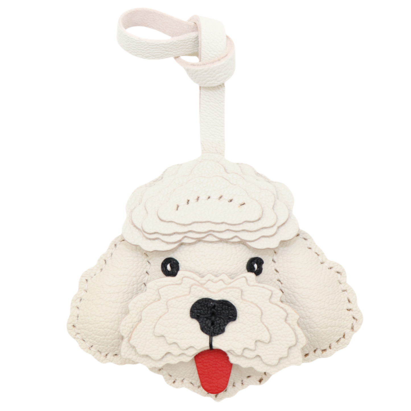 Leather Poodle Dog Bag Charm Keychain