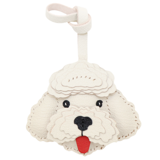 Leather Poodle Dog Bag Charm Keychain