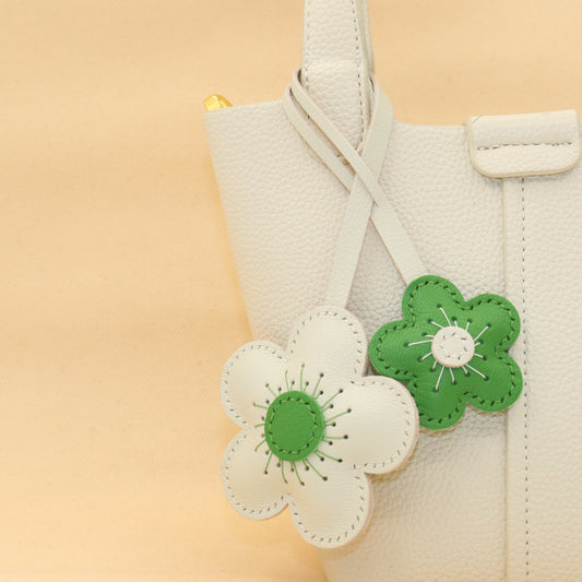 Leather Two-Tone Flower Bag Charms