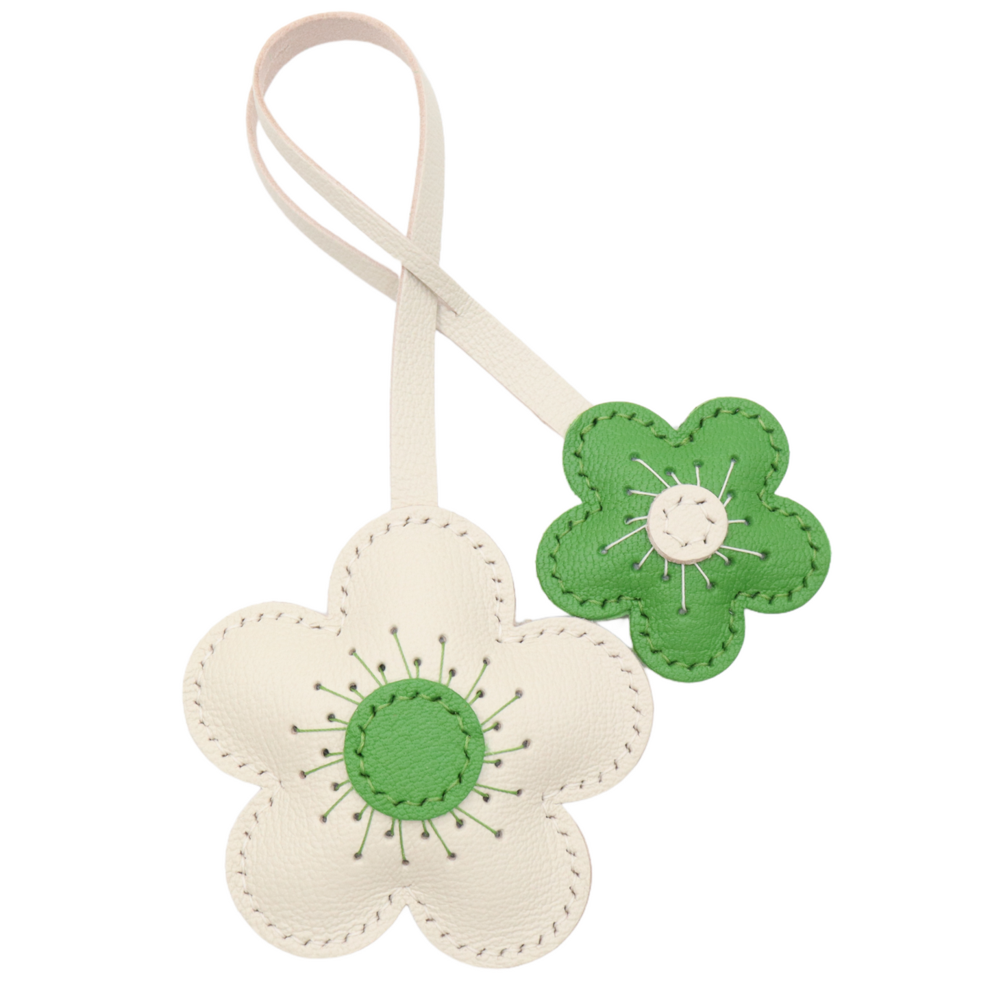 Leather Two-Tone Flower Bag Charms