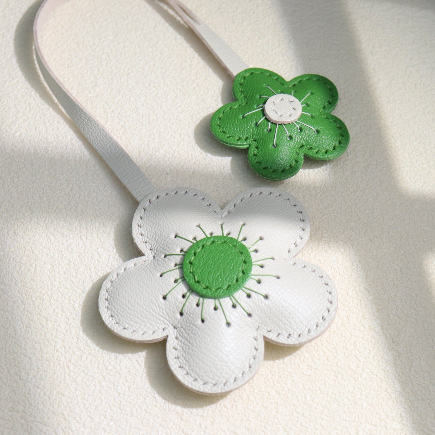 Leather Two-Tone Flower Bag Charms