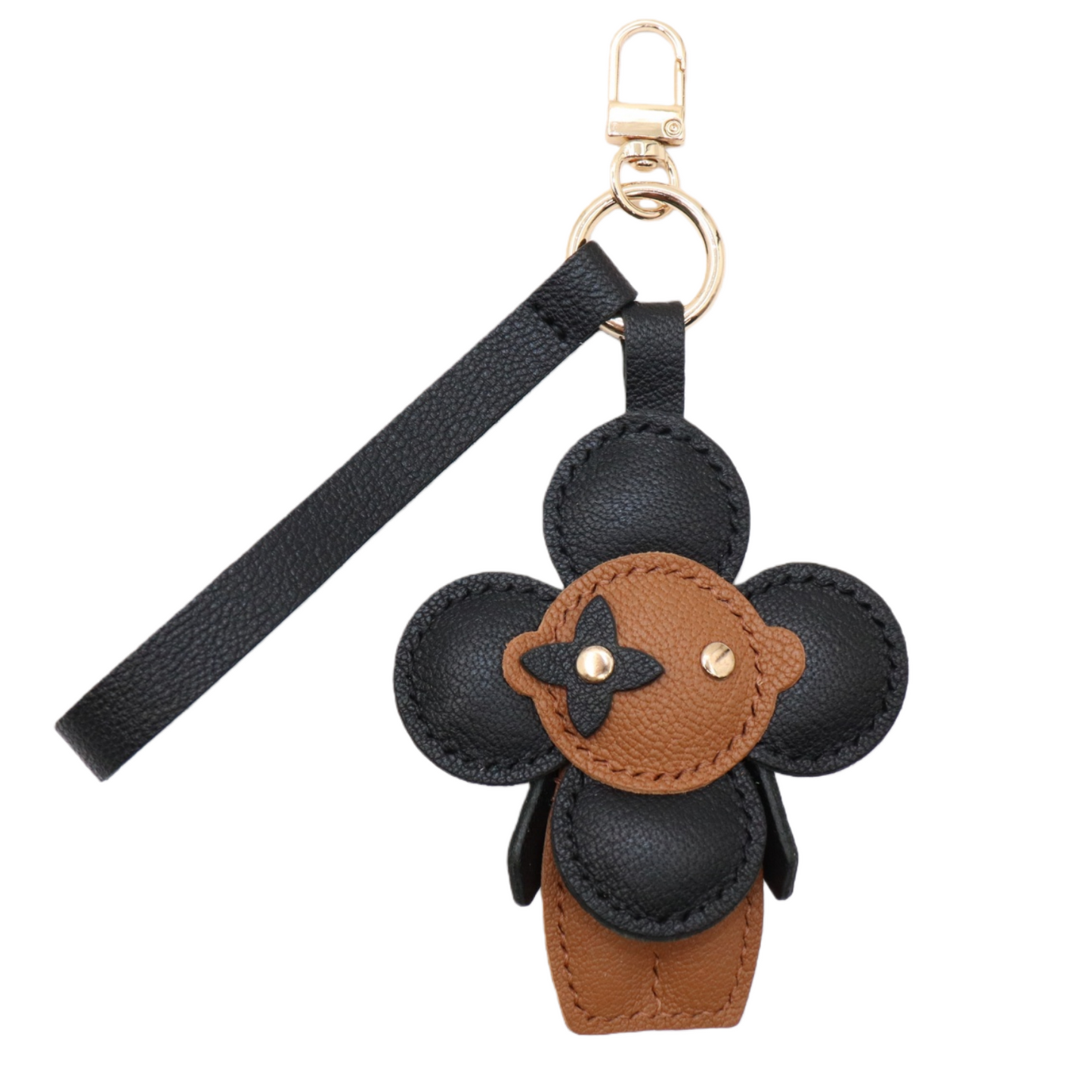Leather Flower Doll Keychain with Wrist Strap