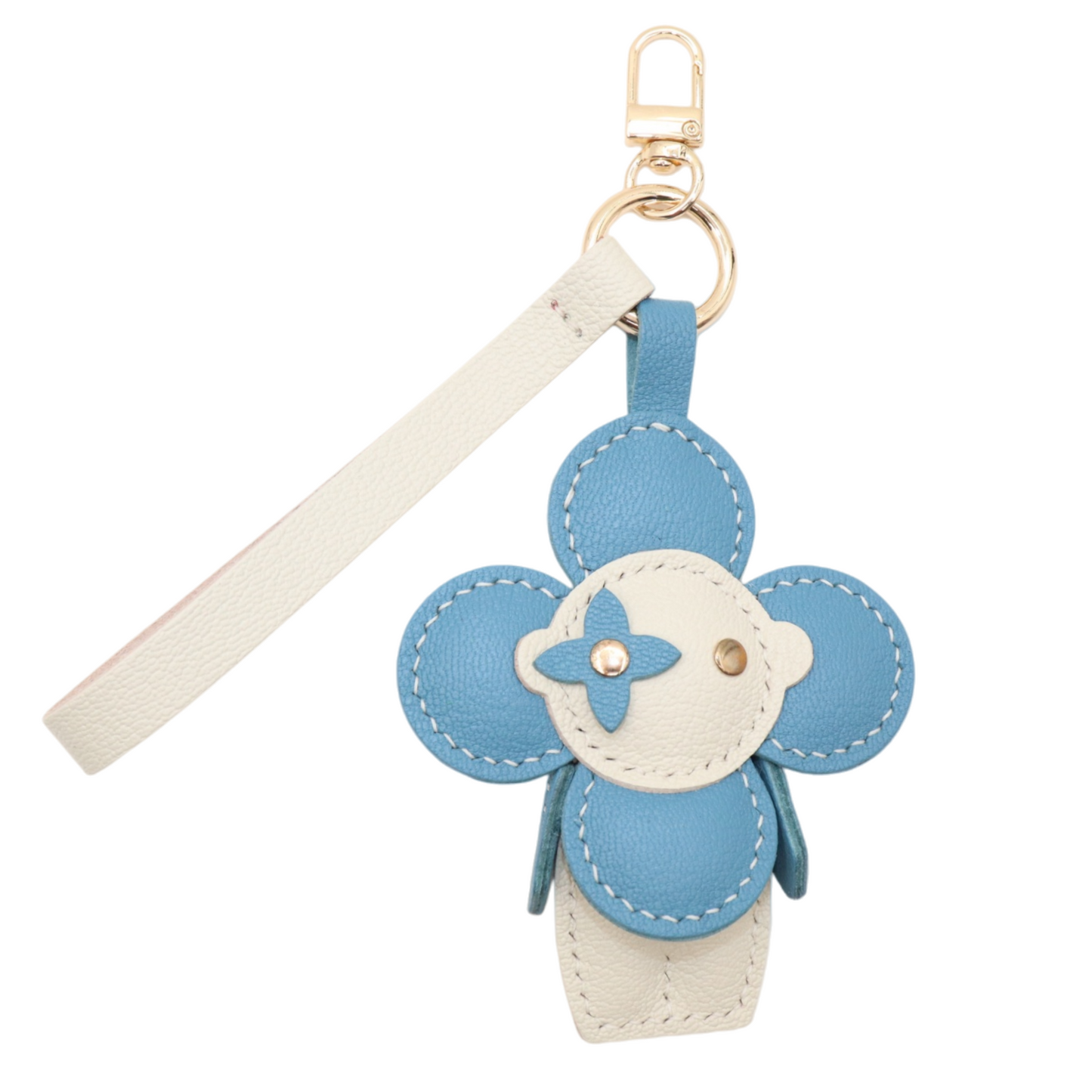 Leather Flower Doll Keychain with Wrist Strap