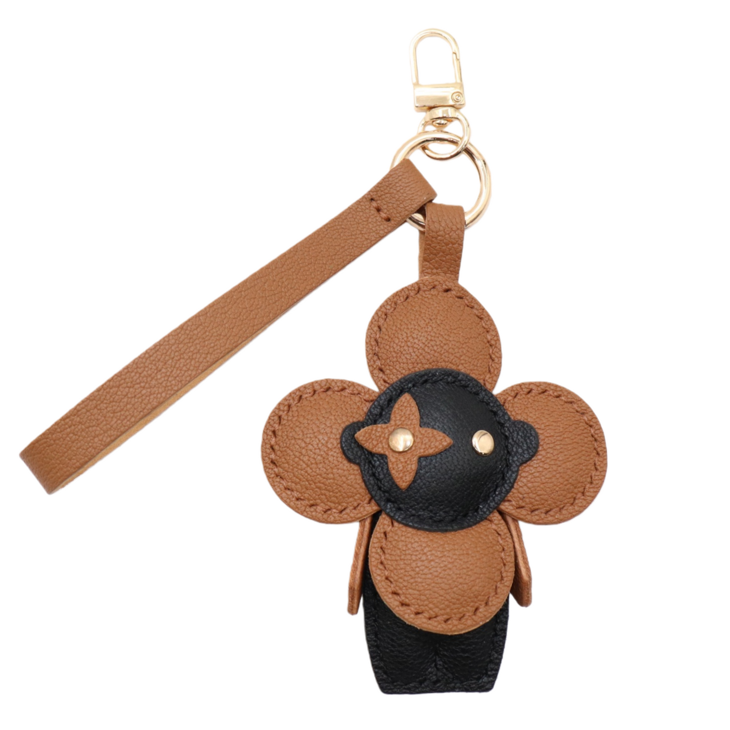 Leather Flower Doll Keychain with Wrist Strap