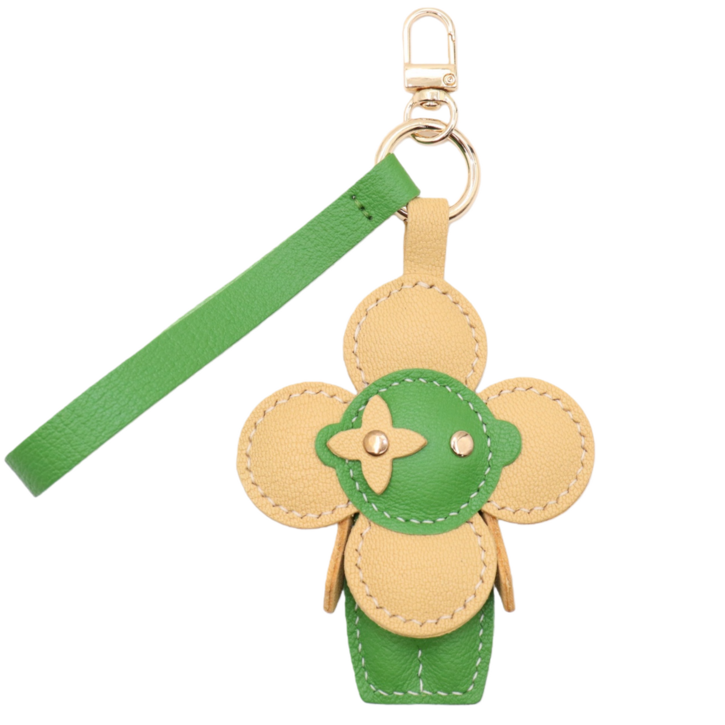Leather Flower Doll Keychain with Wrist Strap