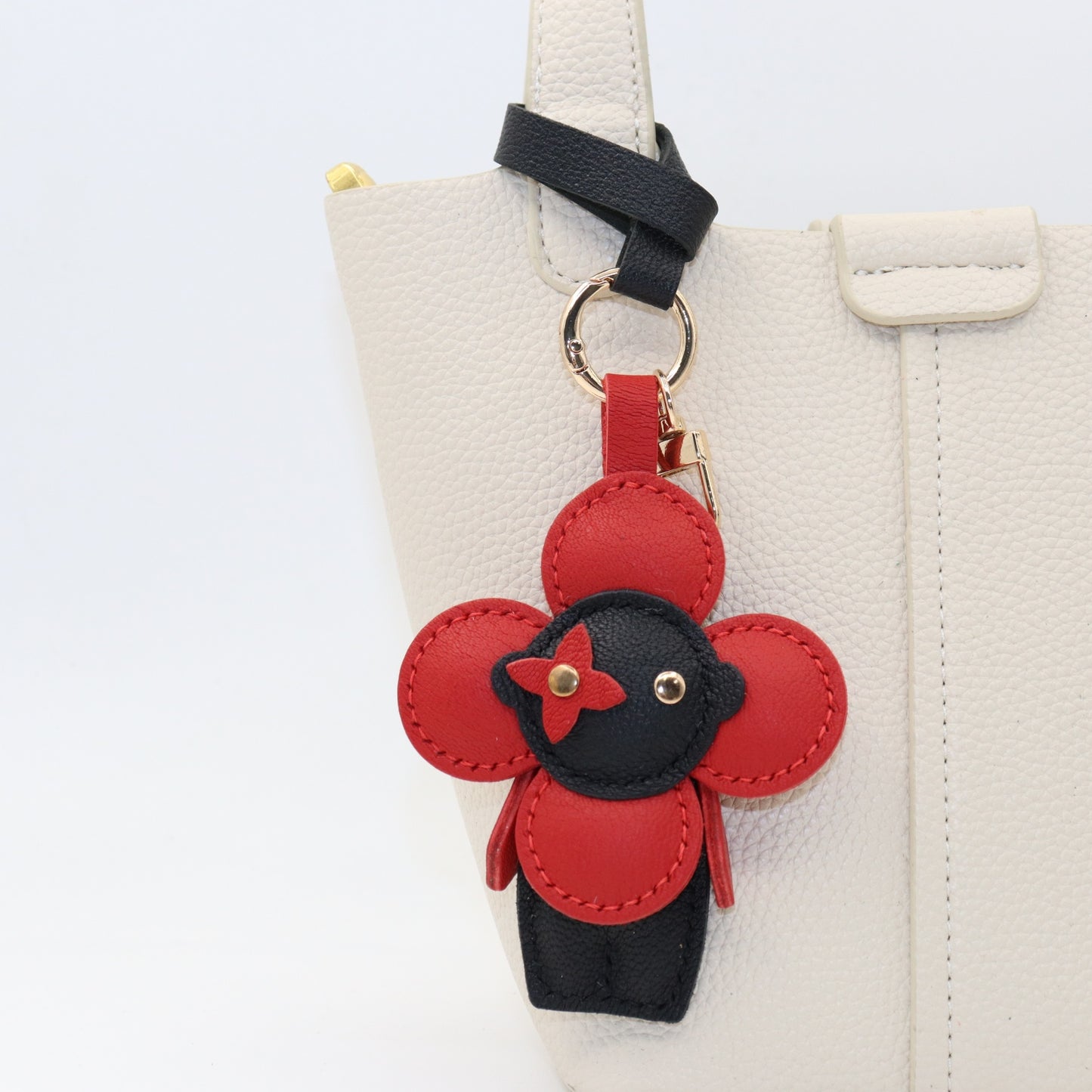 Leather Flower Doll Keychain with Wrist Strap