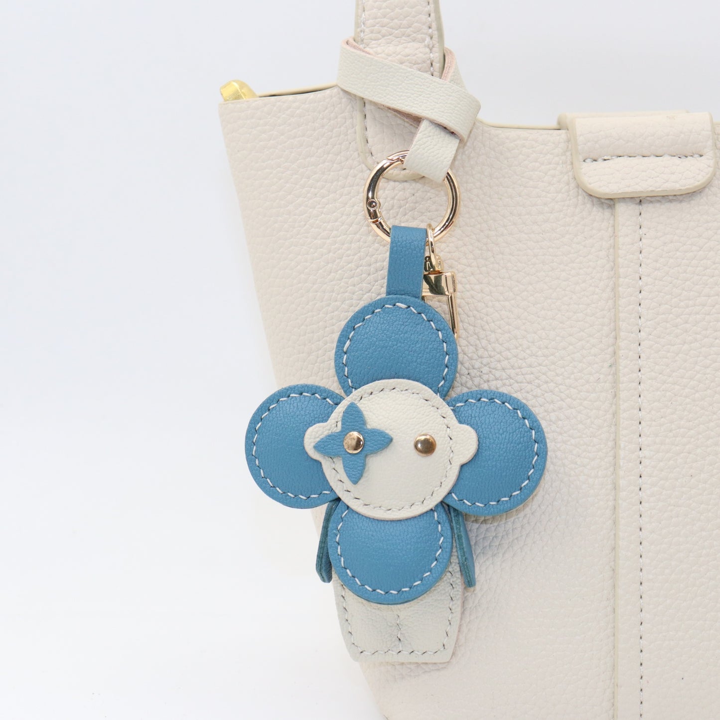 Leather Flower Doll Keychain with Wrist Strap