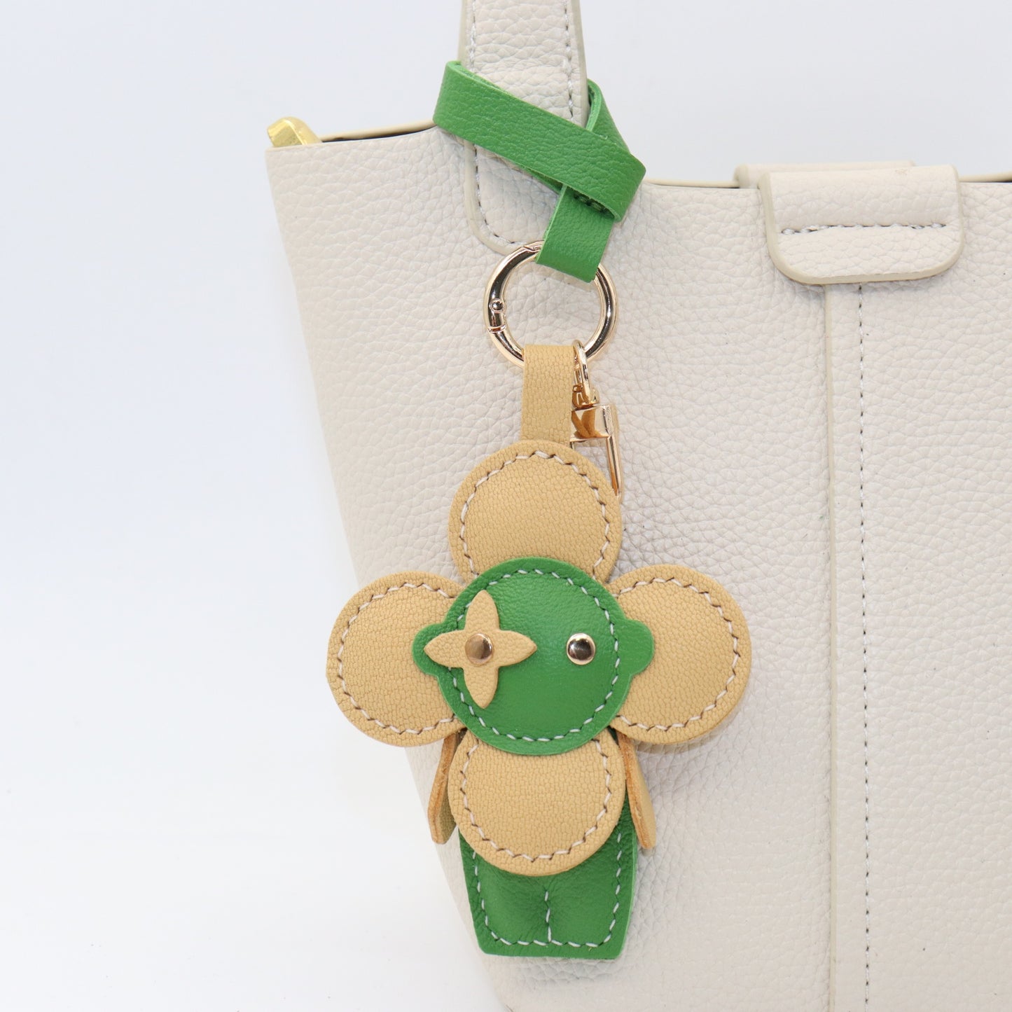 Leather Flower Doll Keychain with Wrist Strap