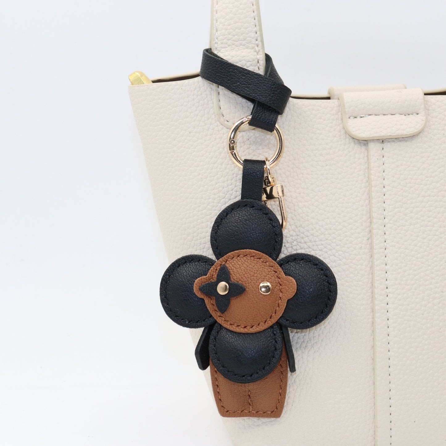 Leather Flower Doll Keychain with Wrist Strap