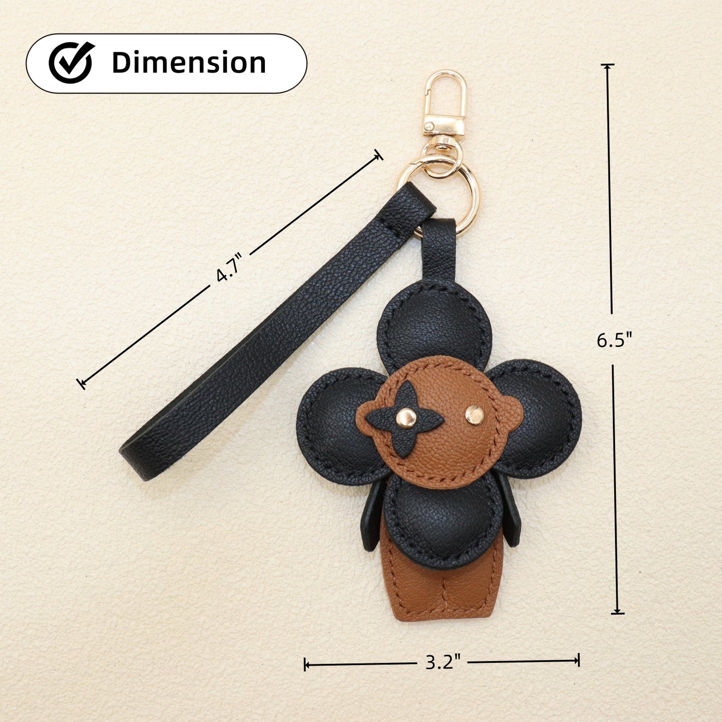 Leather Flower Doll Keychain with Wrist Strap