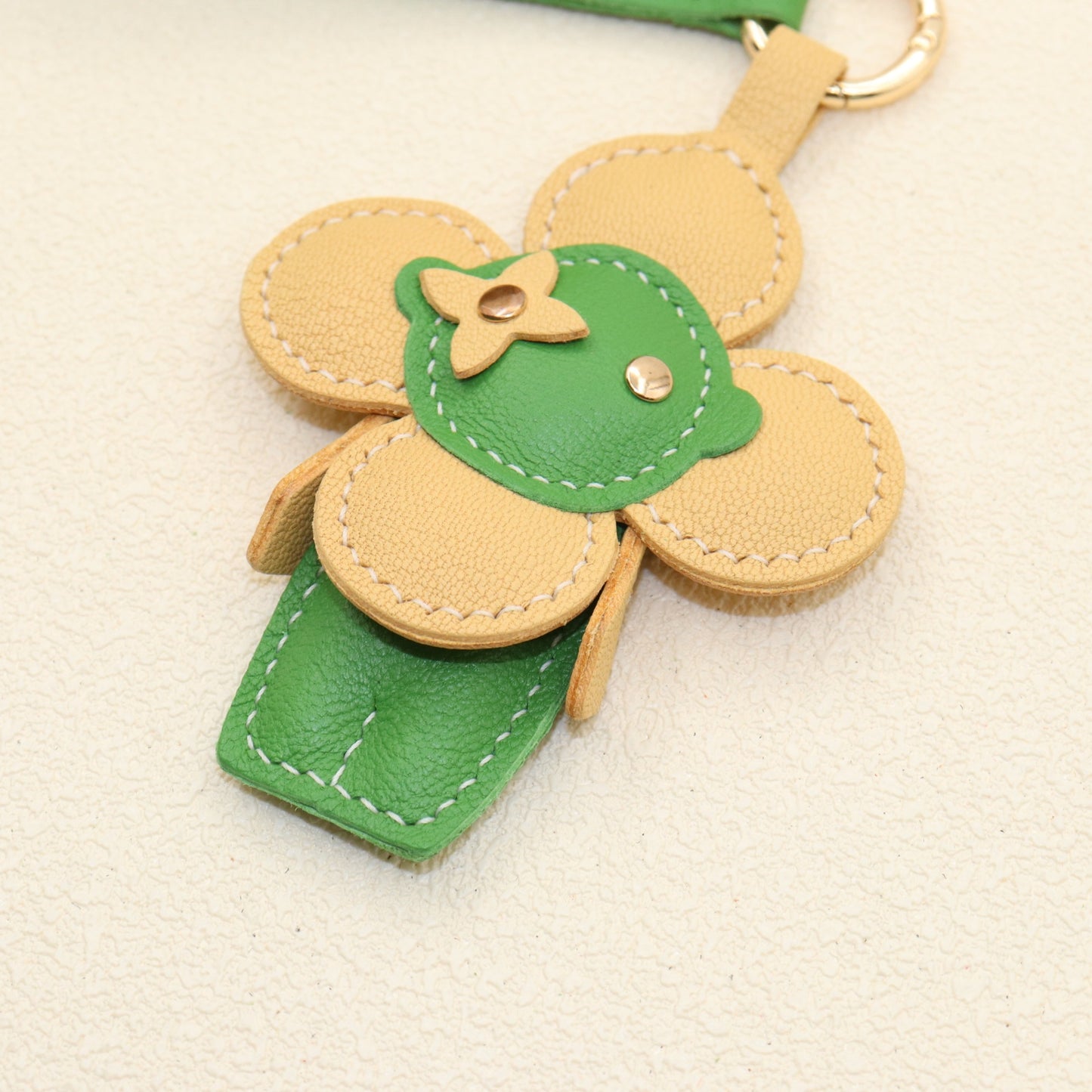 Leather Flower Doll Keychain with Wrist Strap