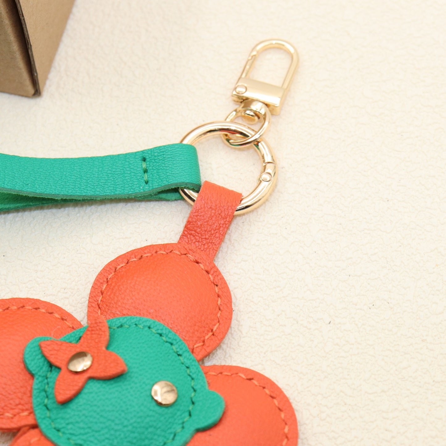 Leather Flower Doll Keychain with Wrist Strap