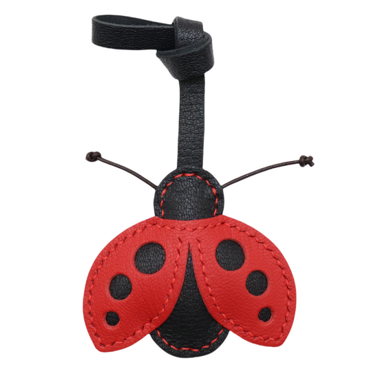 French Goat Leather Ladybug Keychain & Bag Charm