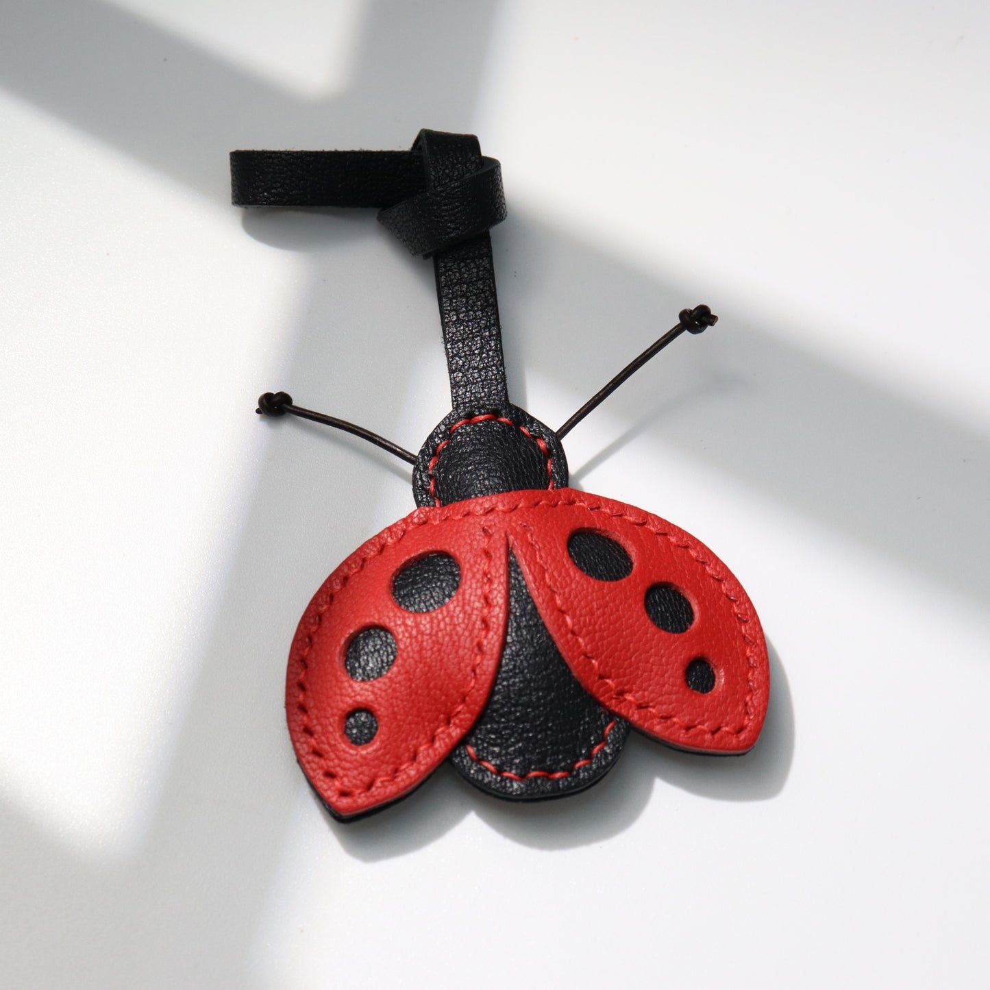 French Goat Leather Ladybug Keychain & Bag Charm